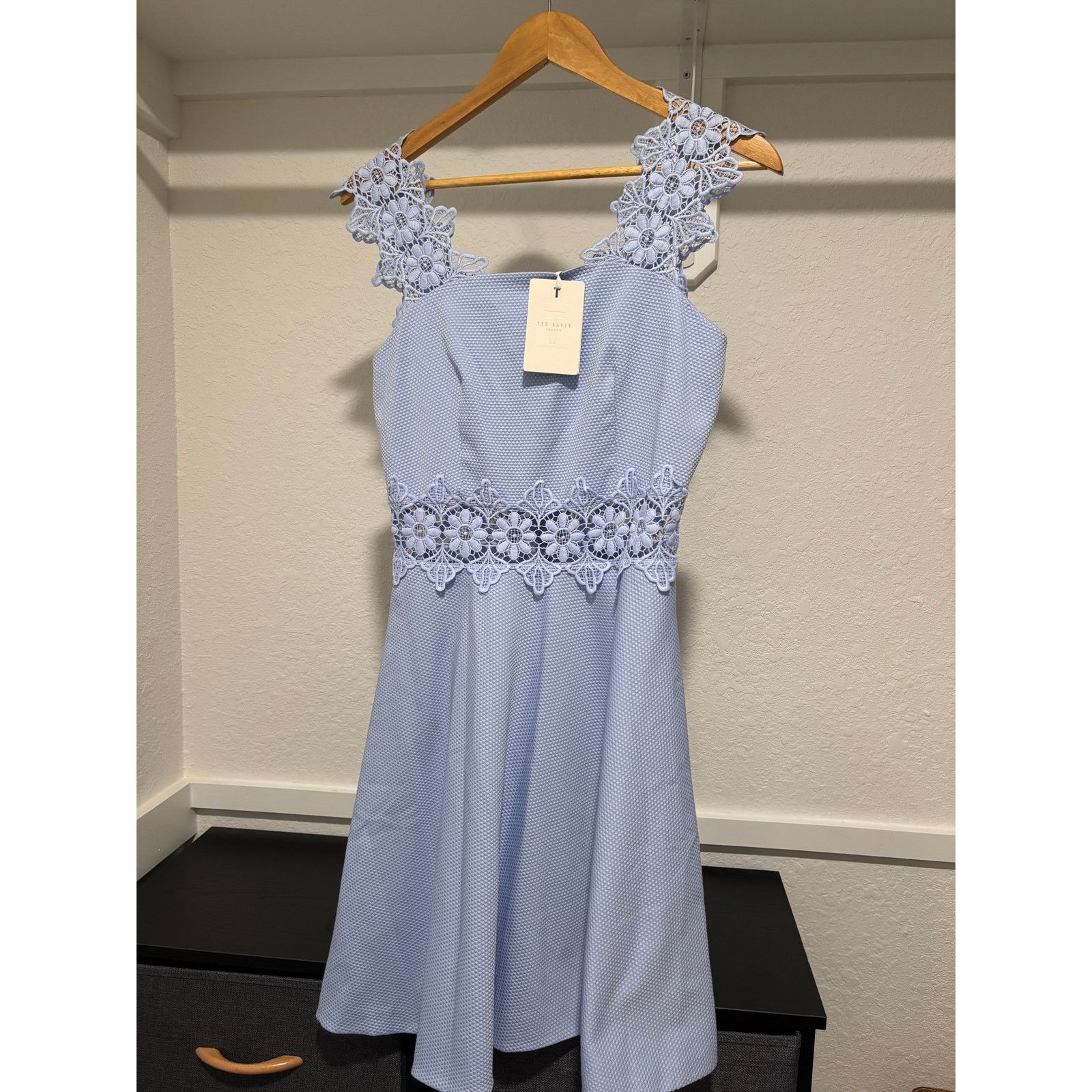 Ted Baker NWT Ted Baker Blue Lace Detail A-Line Shift Dress US sz 6 Size M / US 6-8 / IT 42-44 - 5 Thumbnail