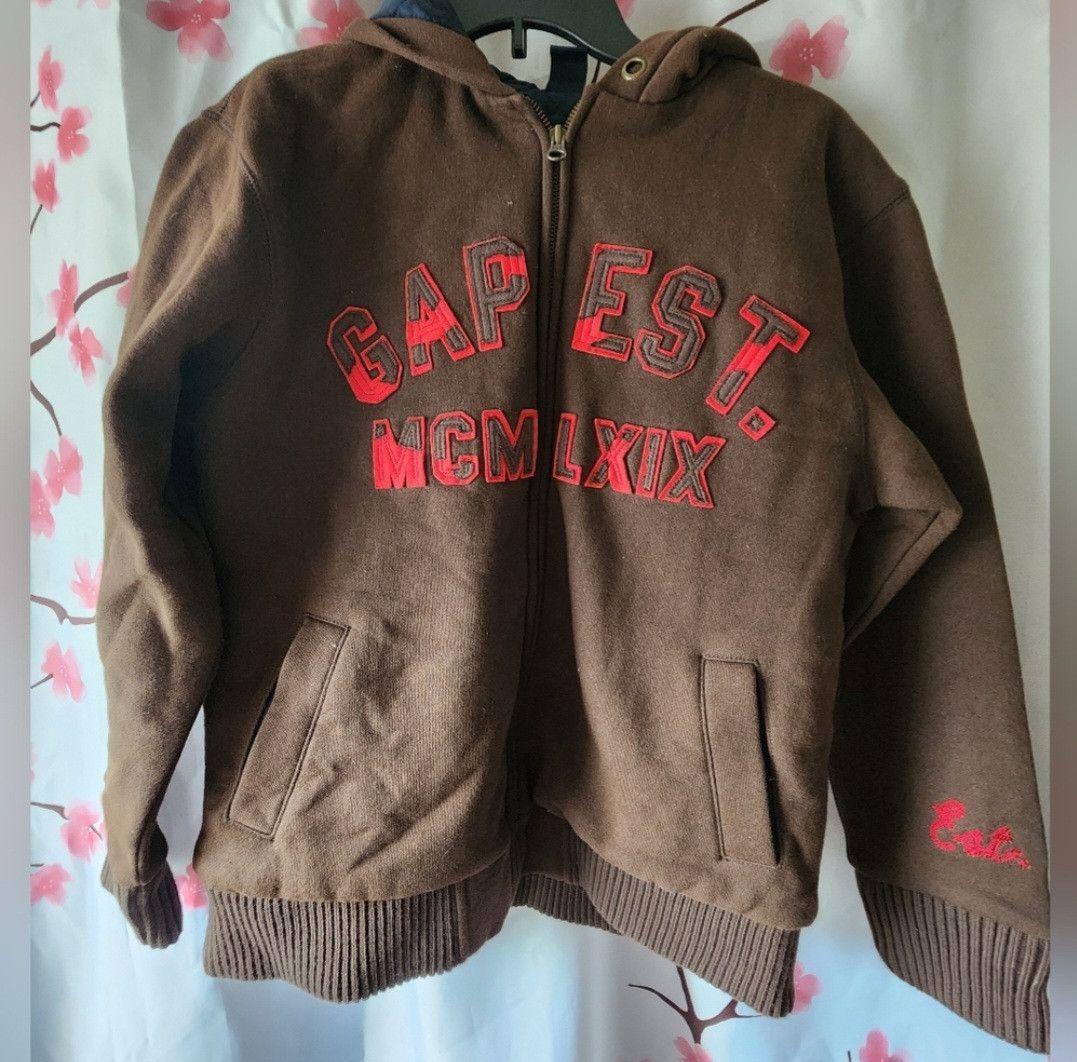 Gap GAP Boy's Brown Est MCM LXIX Quilted Lined Hoodie XL (12) Size US XXS / EU 40 - 1 Thumbnail
