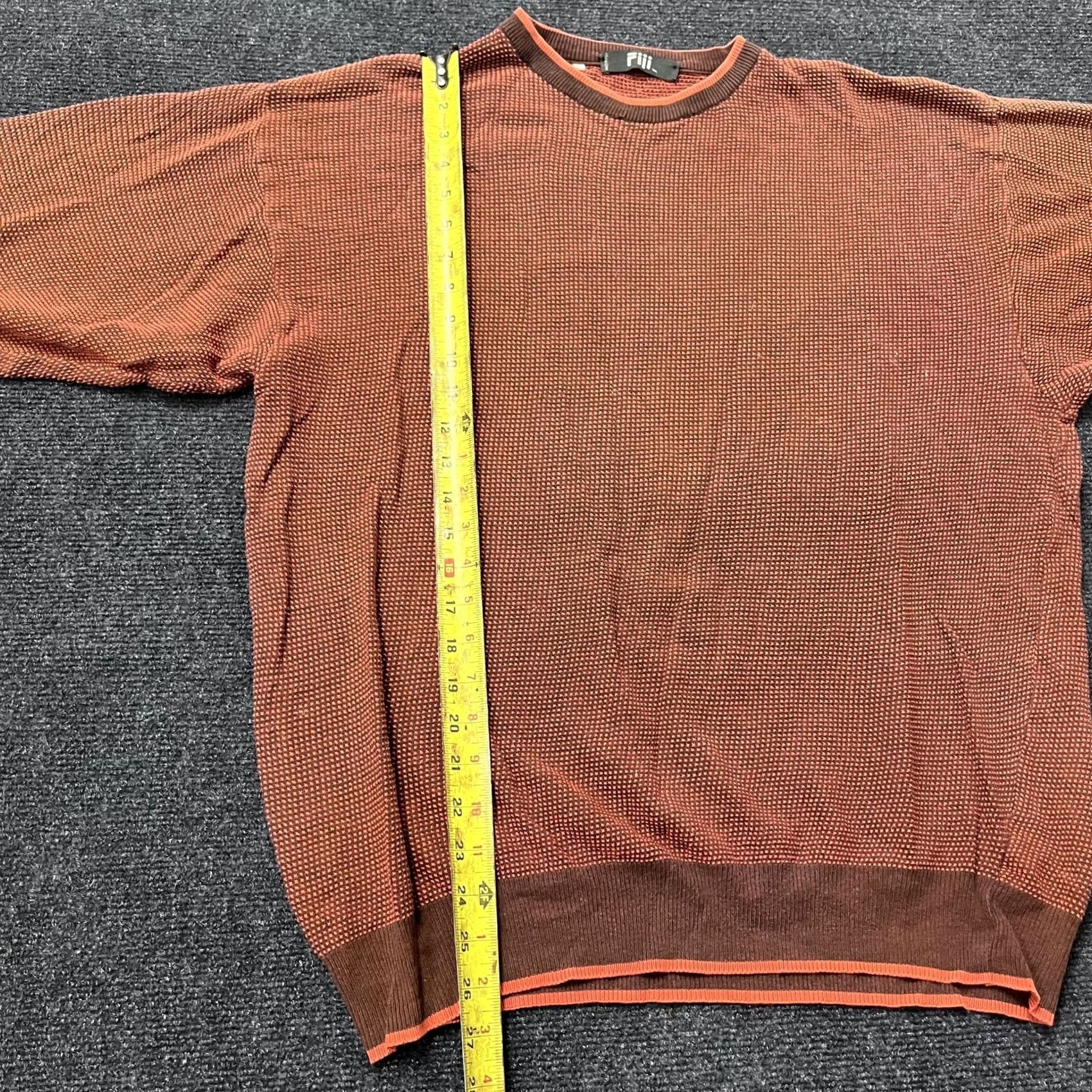 Vintage Fiii Sweater Mens Large Brown Orange Crewneck Waffle Knit Pullover Made in Italy Size US XL / EU 56 / 4 - 5 Thumbnail