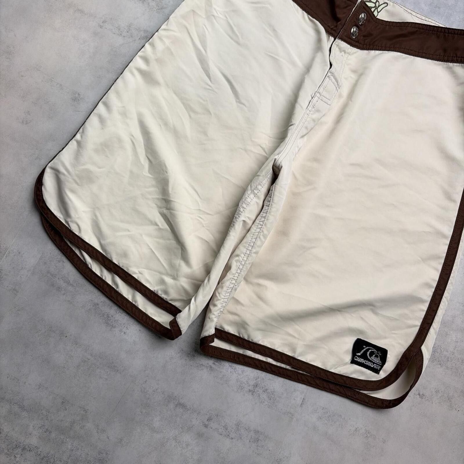 Quiksilver Y2K Beige Quiksilver Surf Grunge Baggy Board Shorts Size US 34 / EU 50 - 2 Thumbnail