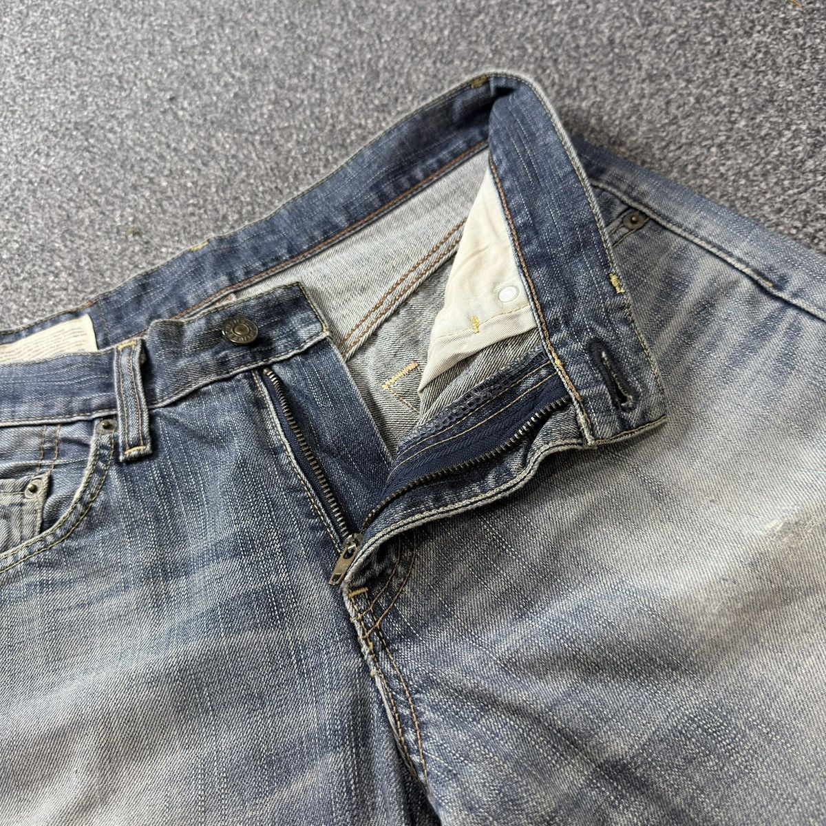 Kapital 🇯🇵 Japanese Heavy Faded Edwin 503 Distressed Denim Size US 28 / EU 44 - 13 Thumbnail