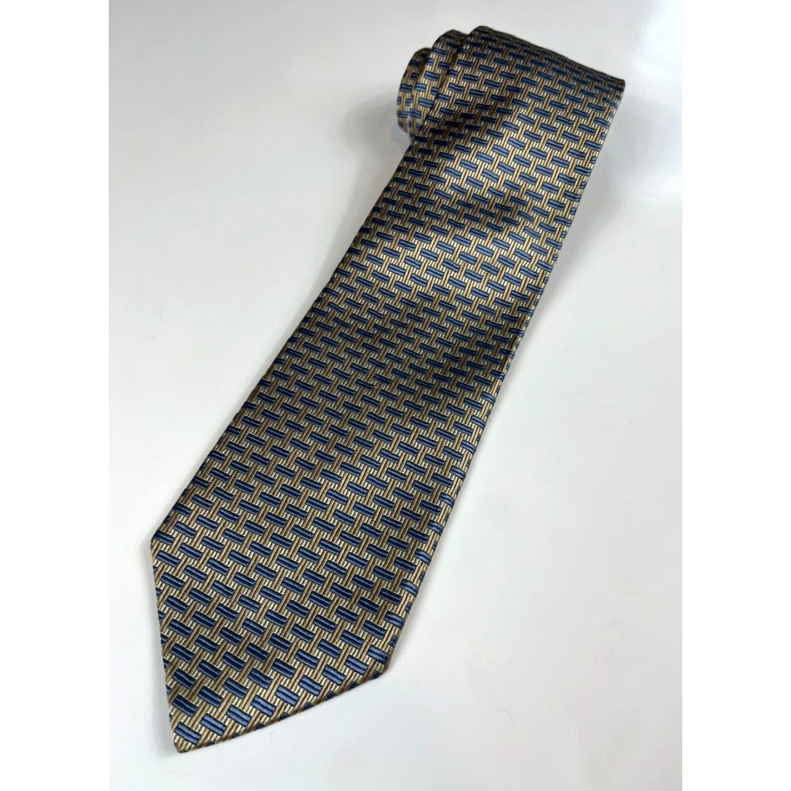 Brooks VINTAGE Brooks Basics Luxury Silk Tie Geometric Made in USA Size ONE SIZE - 3 Thumbnail