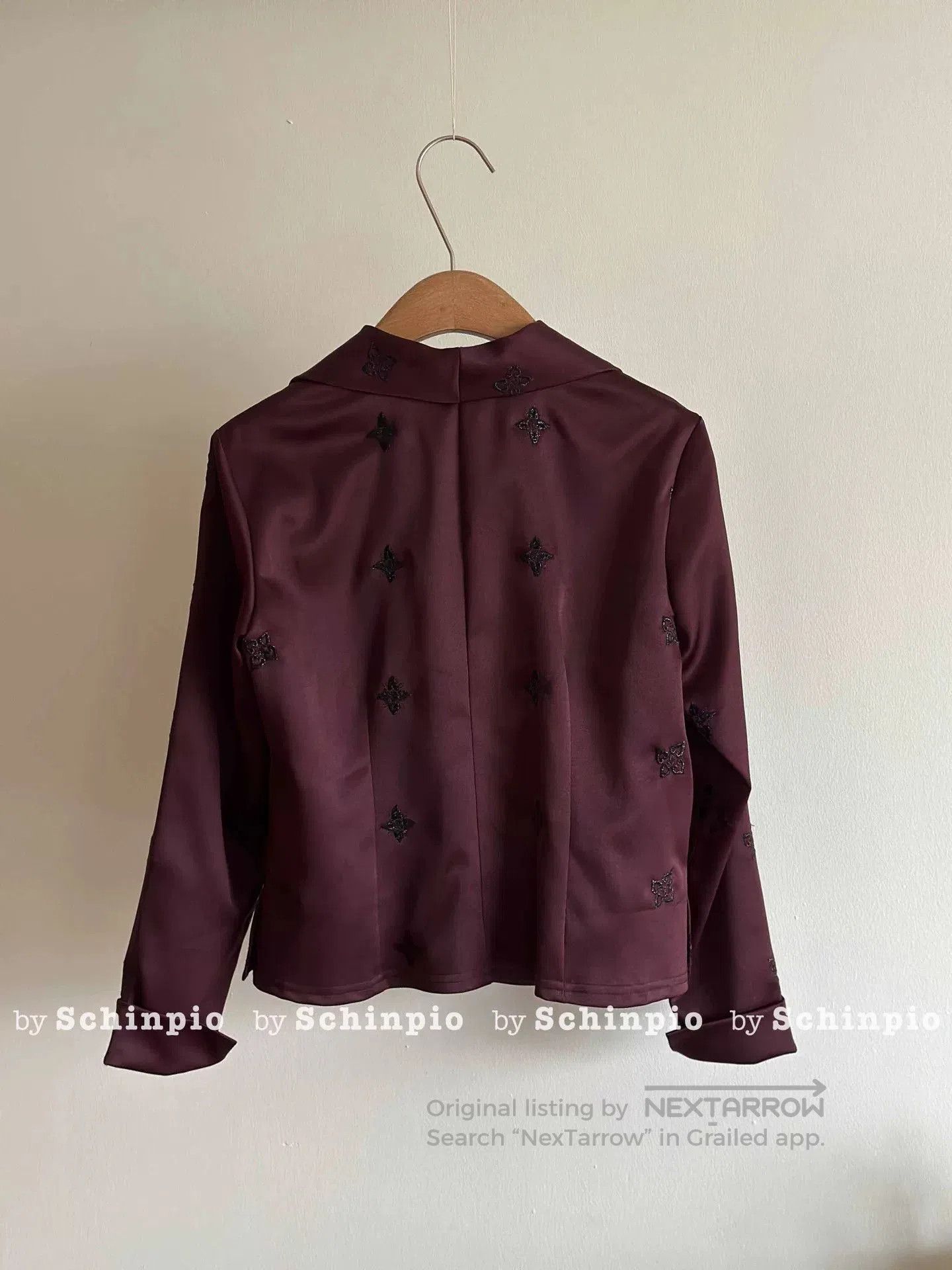 Saint Laurent Paris Yves Saint Laurent Burgundy Cropped Jacket. Size S / US 4 / IT 40 - 5 Thumbnail