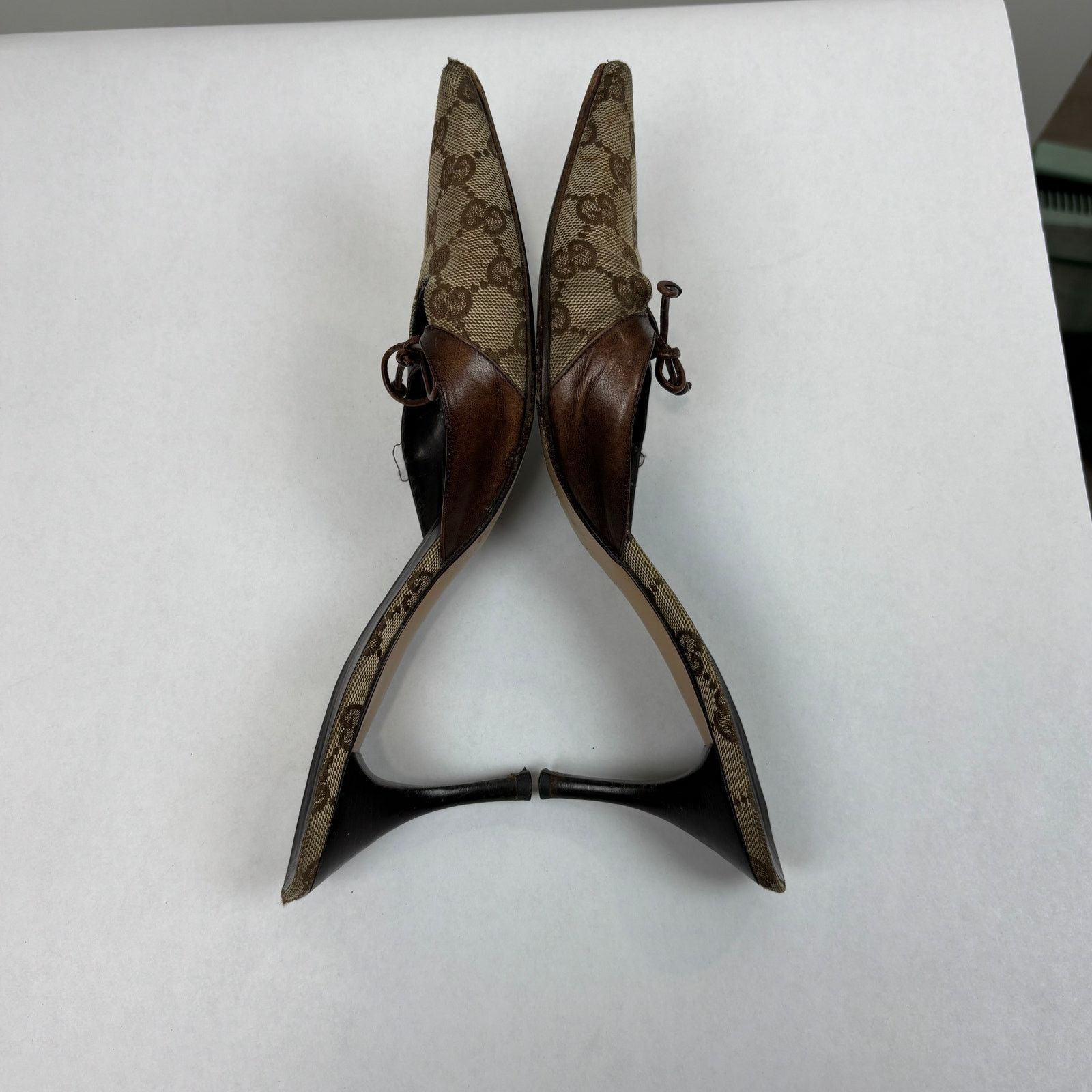 Gucci × Vintage VTG Gucci Monogram Cut Out Kitten Heels Mules Women's 8.5B Size US 8.5 / IT 38.5 - 7 Thumbnail