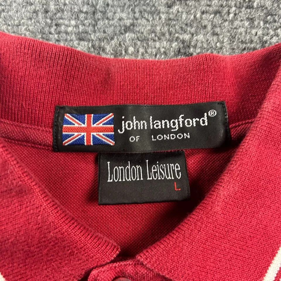 Other John Langford Polo Shirt Adults Large Red London Cotton Mens Size US L / EU 52-54 / 3 - 3 Thumbnail