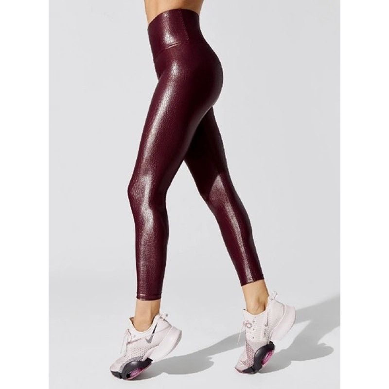 $128 New Carbon38 Takara Crocodile 7/8 Leggings Small Wine