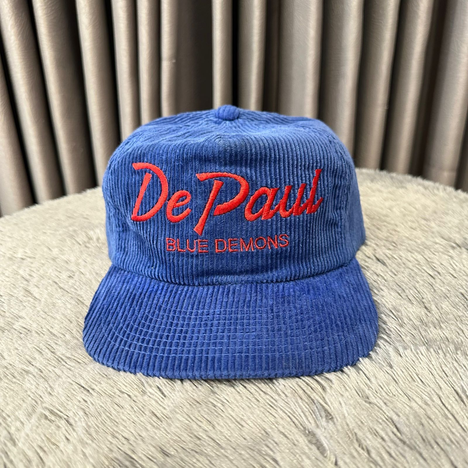 Sports Specialties × Vintage Rare Vintage De Paul Blue Demons Corduroy 5 Panel Hat Size ONE SIZE - 1 Thumbnail
