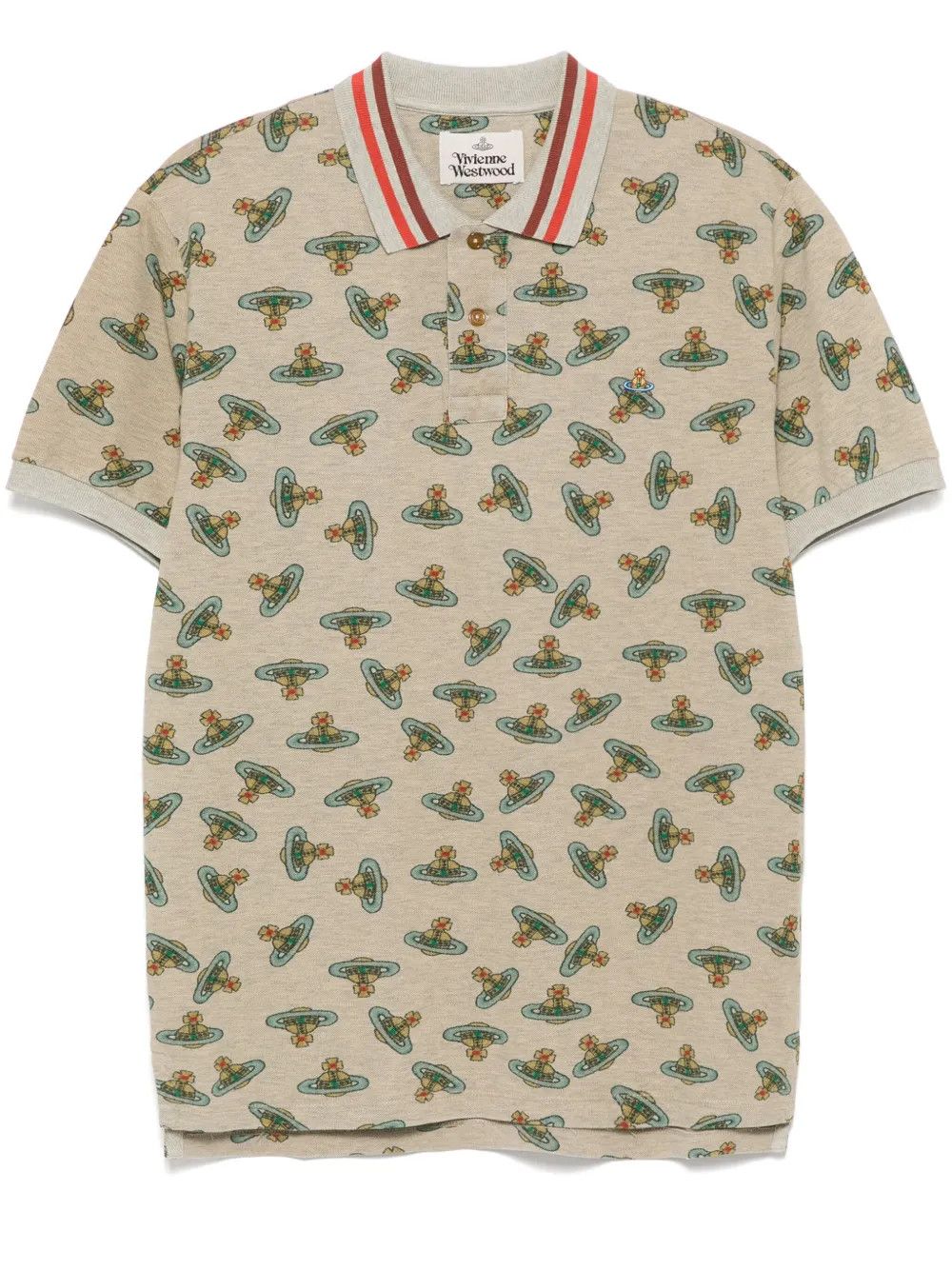 Vivienne Westwood o1f1d3z0426 Logo Print Polo Shirt in Sand Brown Size US M / EU 48-50 / 2 - 1 Thumbnail