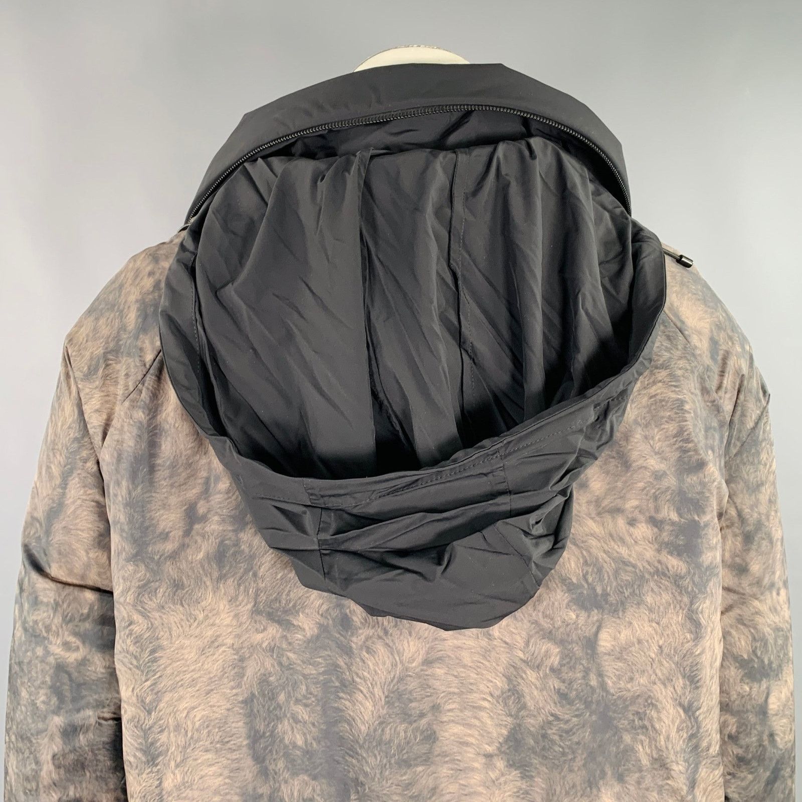 Akris AKRIS 14 Black Brown Fur Effect Nylon Reversible Puffer Coat Size XL / US 12-14 / IT 48-50 - 5 Thumbnail