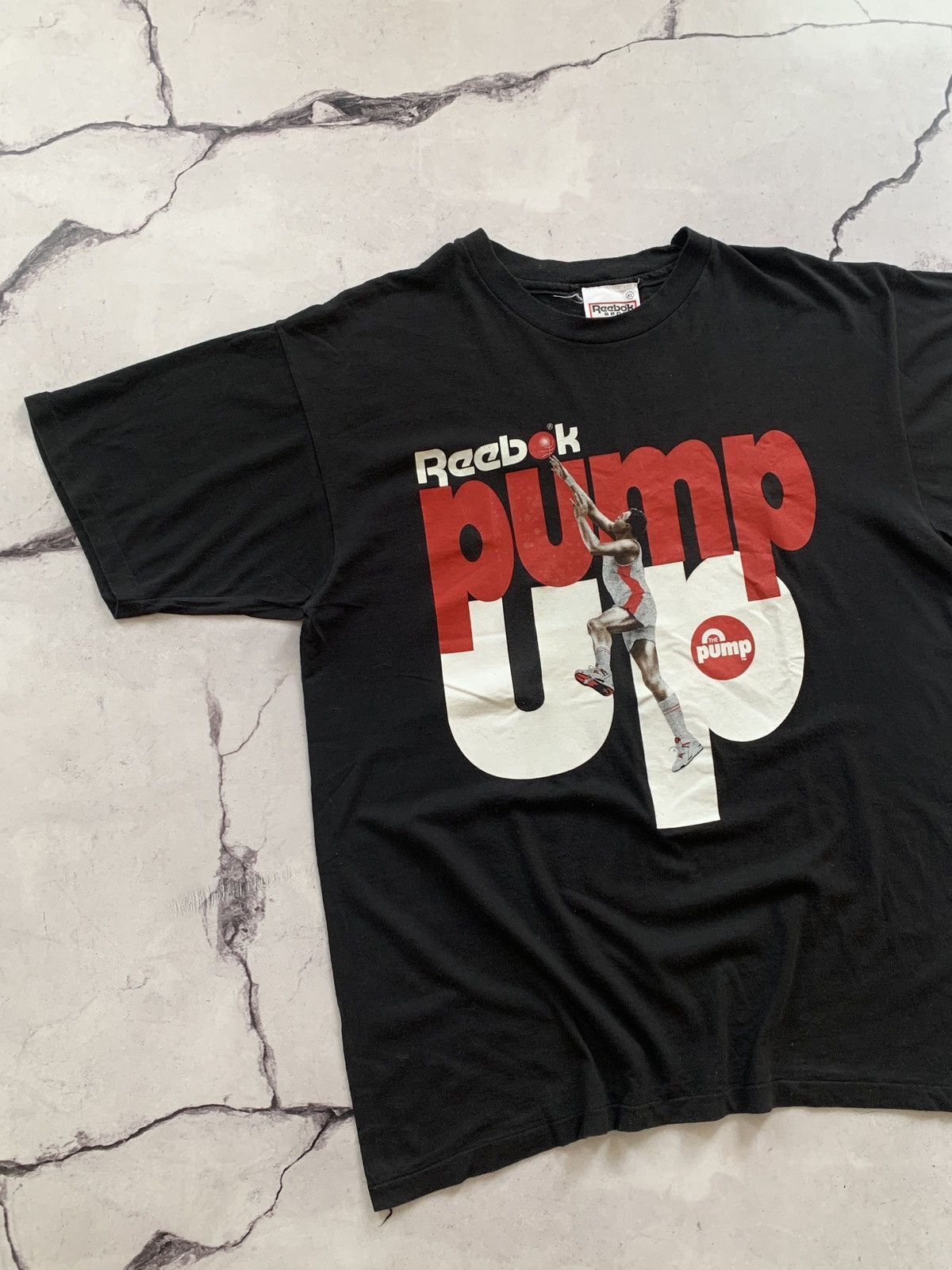 Reebok Reebok Vintage 90s Pump Up T-Shirt Black Single Stitch Size US XL / EU 56 / 4 - 3 Thumbnail