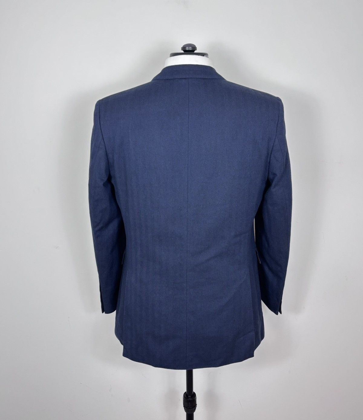 SCABAL Scabal Men’s Herringbone Navy Blue Cotton Blazer Jacket Size 40R - 13 Thumbnail