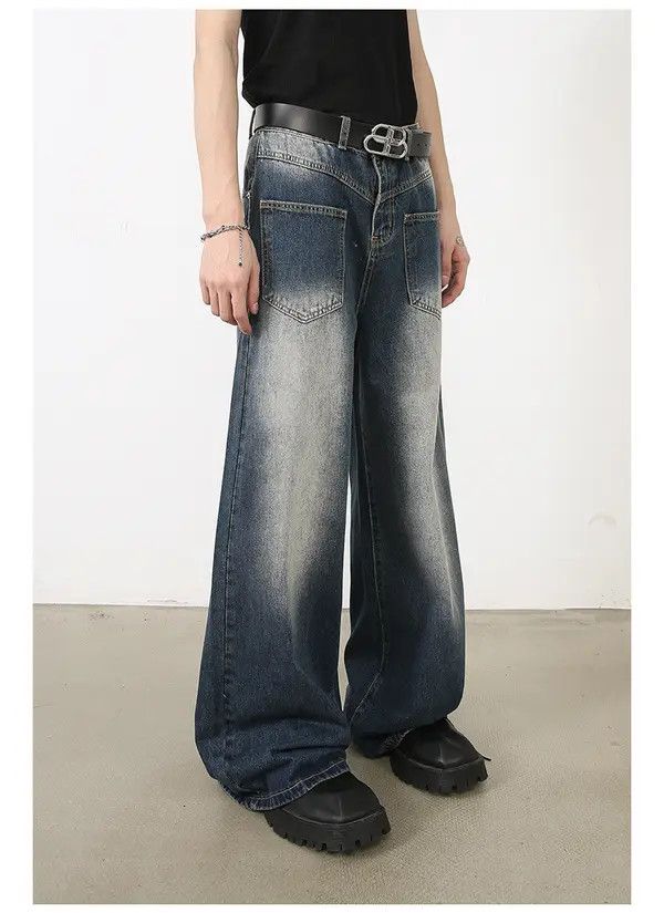 Japanese Brand Kahori x Rena Men's loose straight washed distressed jeans Size US 32 / EU 48 - 3 Thumbnail