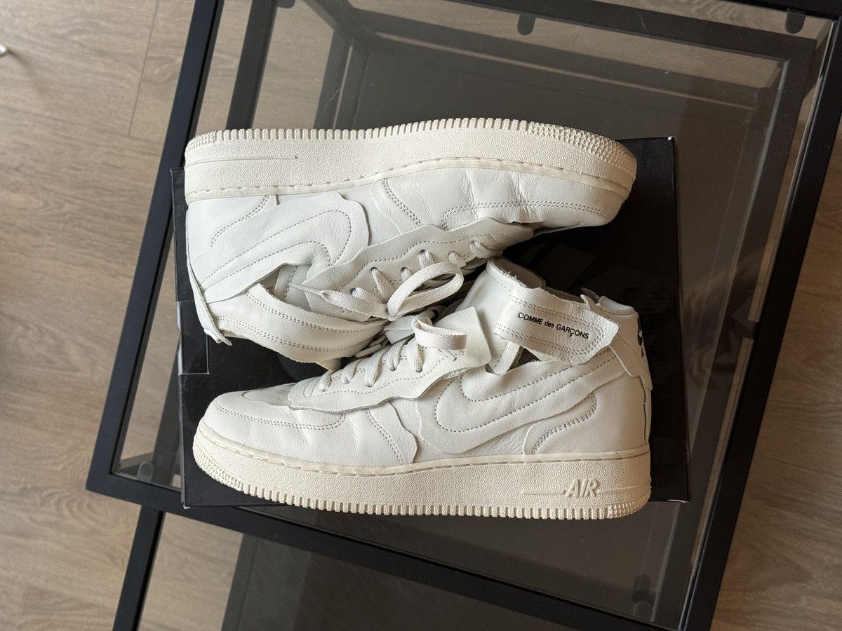 image of Comme Des Garcons x Nike Comme Des Garçons X Nike Air Force 1 White Shoes in White/Cream (Size 9)