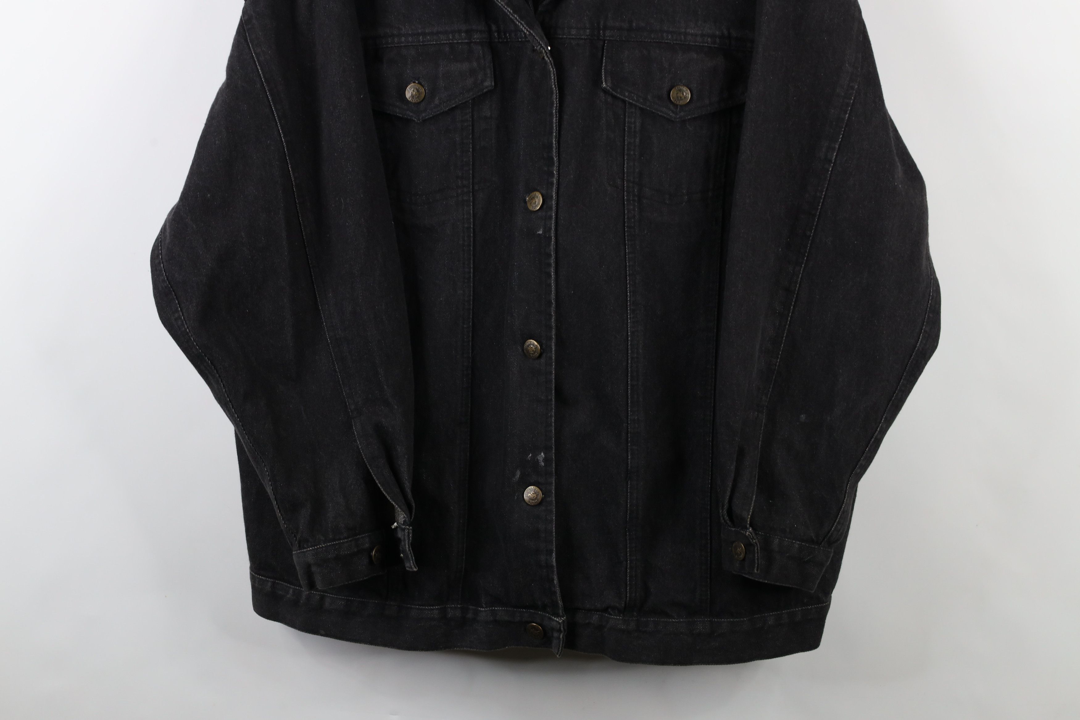 Vintage Vintage 90s Streetwear Baggy Denim Jean Trucker Jacket Black Size XL / US 12-14 / IT 48-50 - 3 Thumbnail