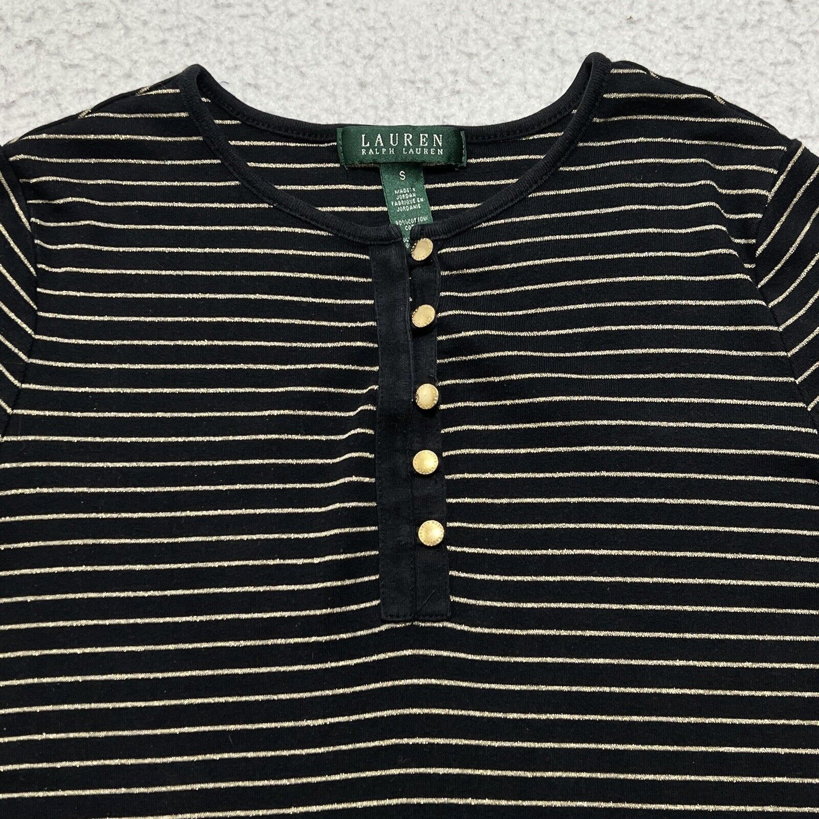Lauren Ralph Lauren Lauren Ralph Lauren Henley Short Sleeve Black Gold T Shirt Size S / US 4 / IT 40 - 2 Thumbnail