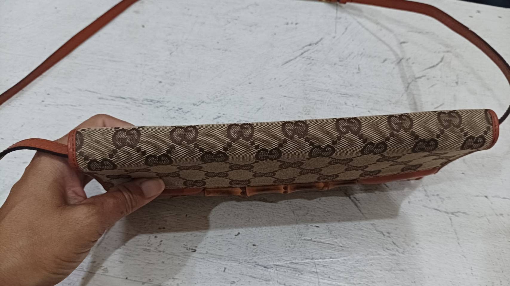 Gucci VTG Gucci Bamboo Bar Clutch Bag, GG Canvas Size ONE SIZE - 4 Thumbnail
