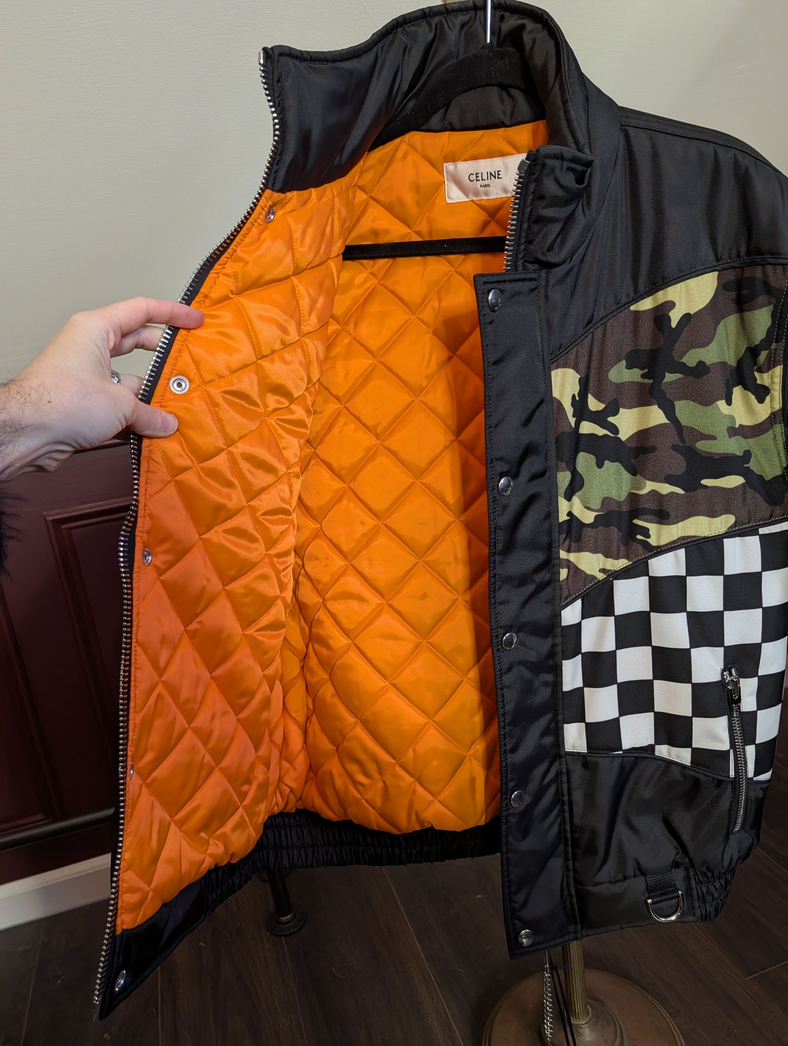 Celine FW21 NWT Hedi camo checkered zip-up jacket coat bomber Size US M / EU 48-50 / 2 - 12 Thumbnail