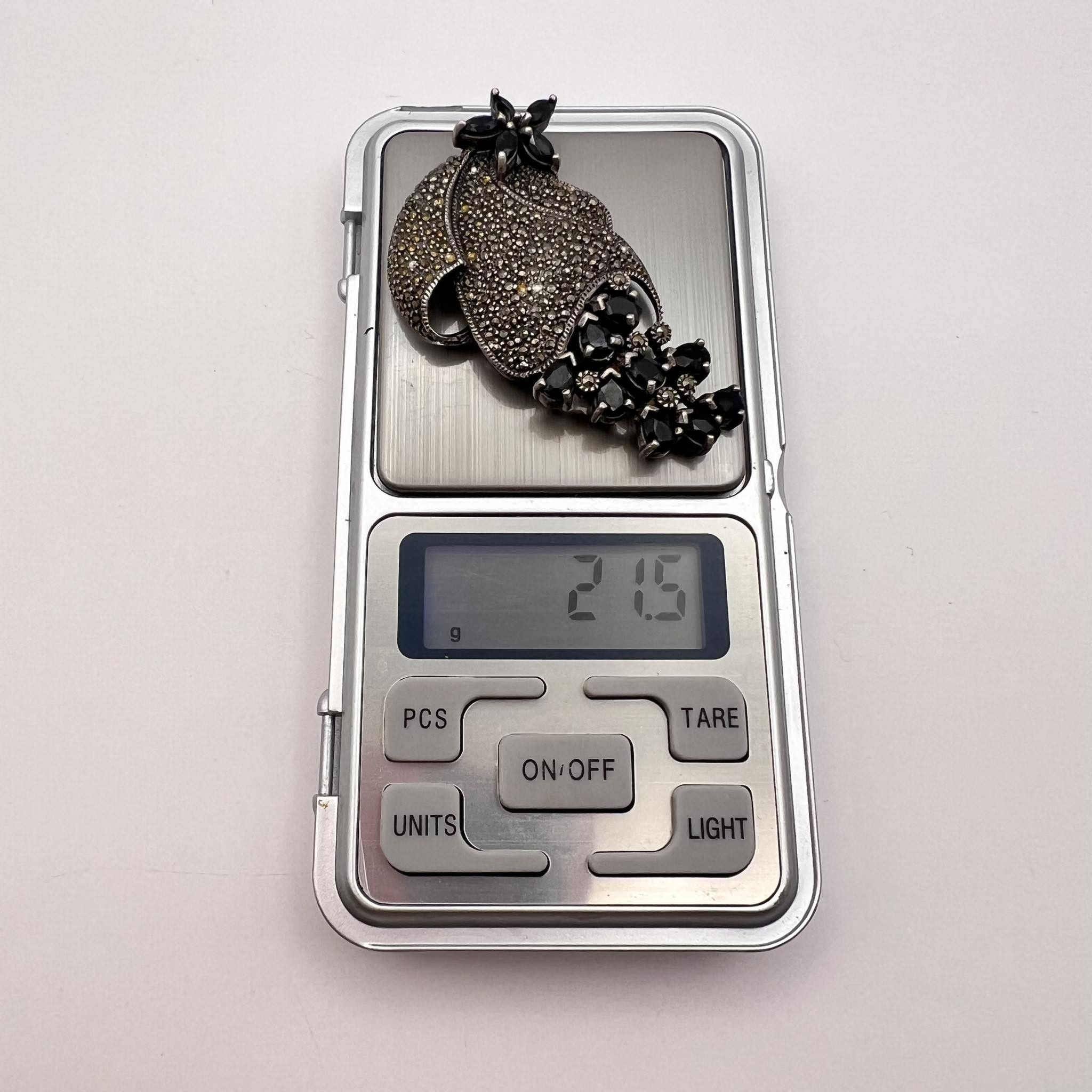 Vintage Vintage Sterling Silver 925 pin Brooch Marcasite Signed Size ONE SIZE - 5 Thumbnail