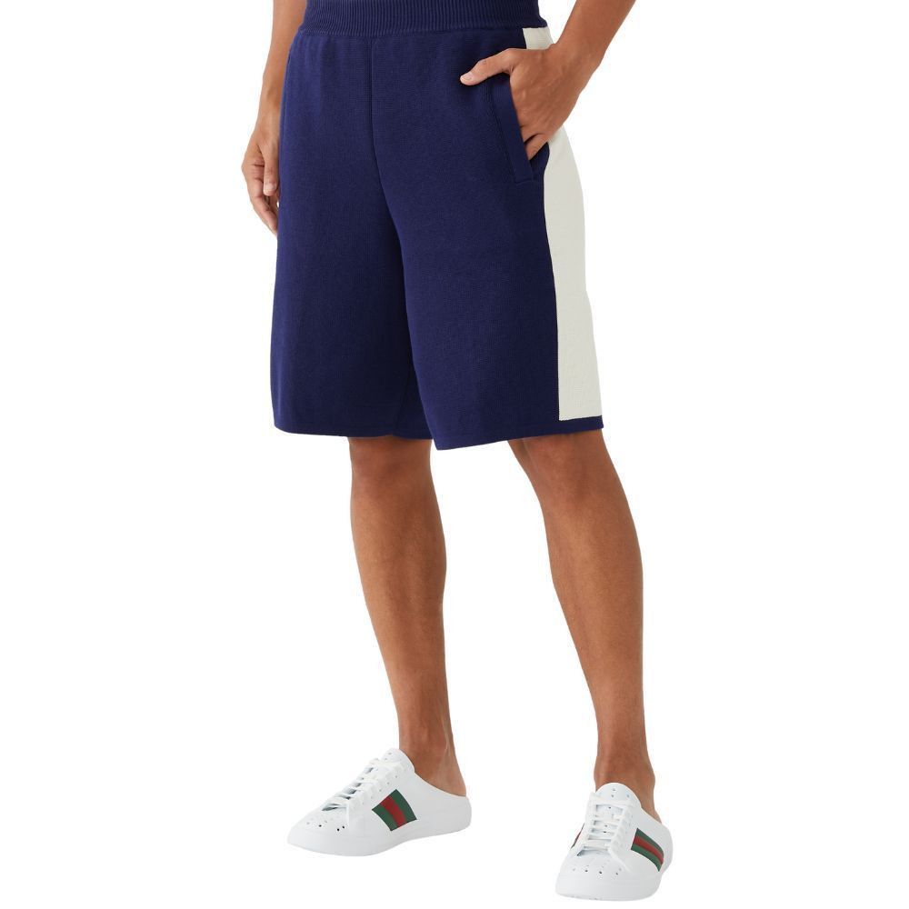 Gucci o1mt1gz0525 Cotton Knit Shorts in Blue/Ivory Size US 36 / EU 52 - 2 Thumbnail