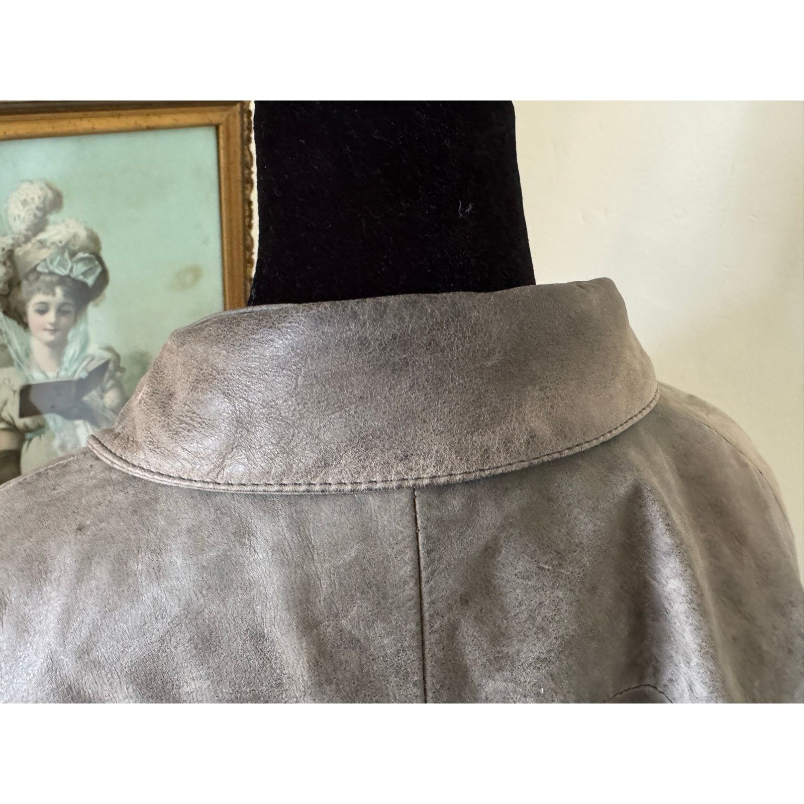Other Vintage NYC Boutique Motorcycle Gray Cropped Leather Jacket Size M / US 6-8 / IT 42-44 - 7 Thumbnail