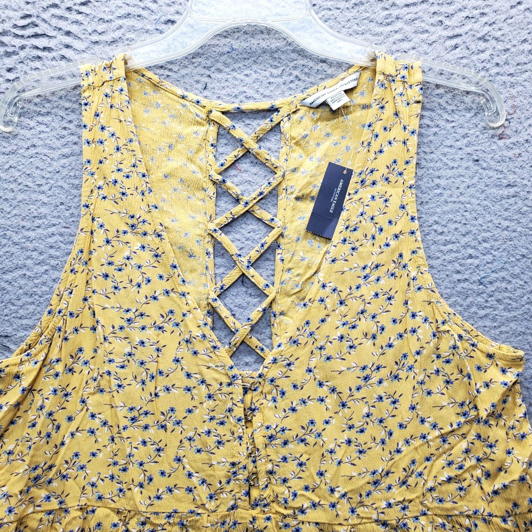 American Eagle Outfitters American Eagle Outfitters Blouse Top Womens M Multicolor Floral Tiered Hem Cross Back Sleeveless V-Neck Size M / US 6-8 / IT 42-44 - 7 Thumbnail
