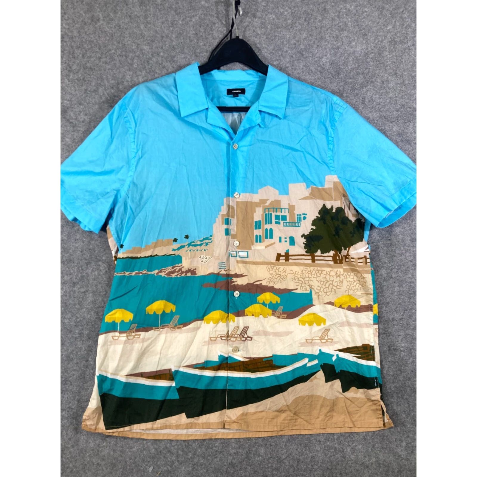 Express **Hawaiian Express Mens Blue Graphic Stretch Button-Up Shirt L** User: **Express Hawaiian Mens Blue Graphic Stretch Button-Up Shirt L** Size US L / EU 52-54 / 3 - 2 Thumbnail