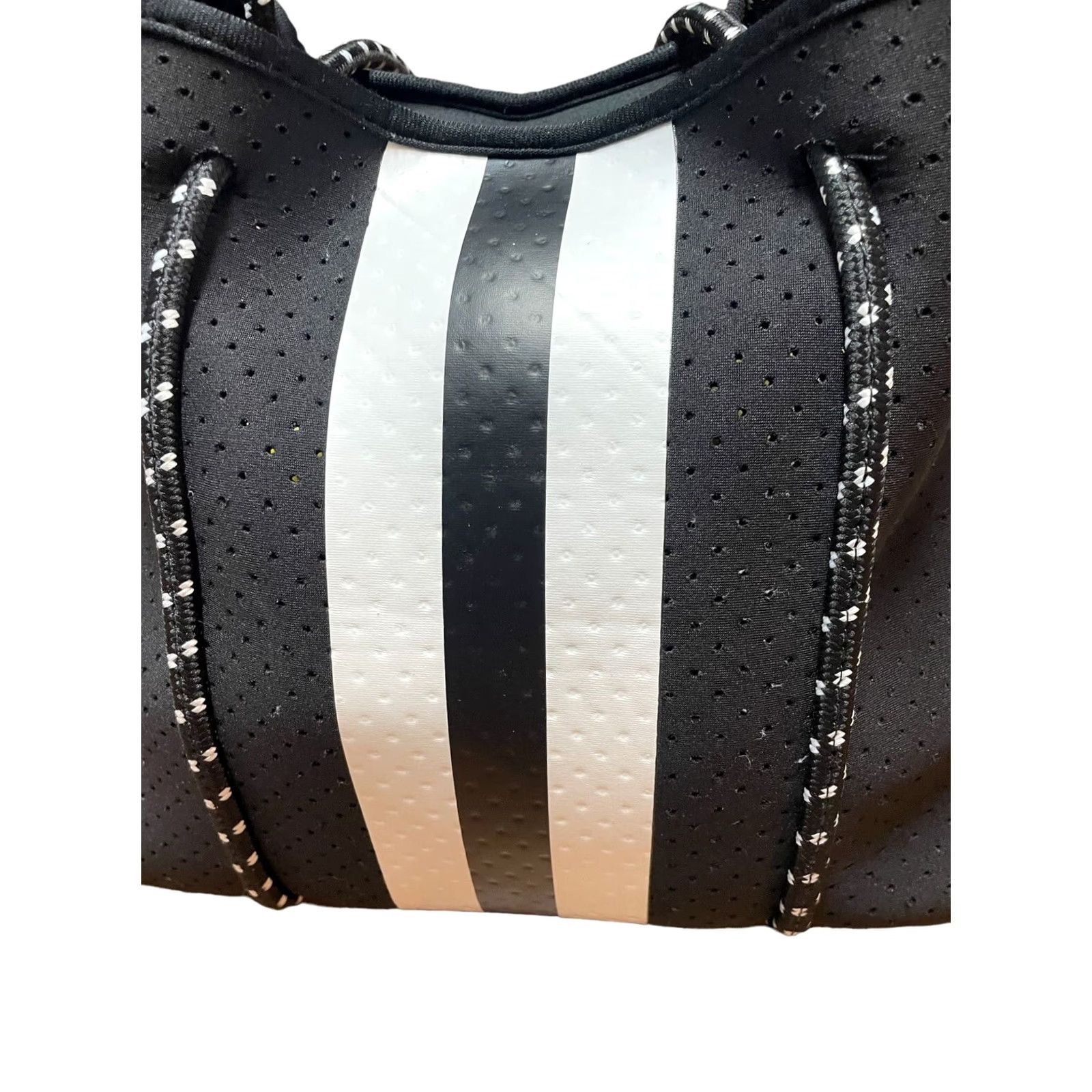 Parker Parker & Hyde Neoprene Tote Bag Black/White Women's Purse Shoulder/Handbag's Tote Bag 90s Womens Size ONE SIZE - 3 Thumbnail