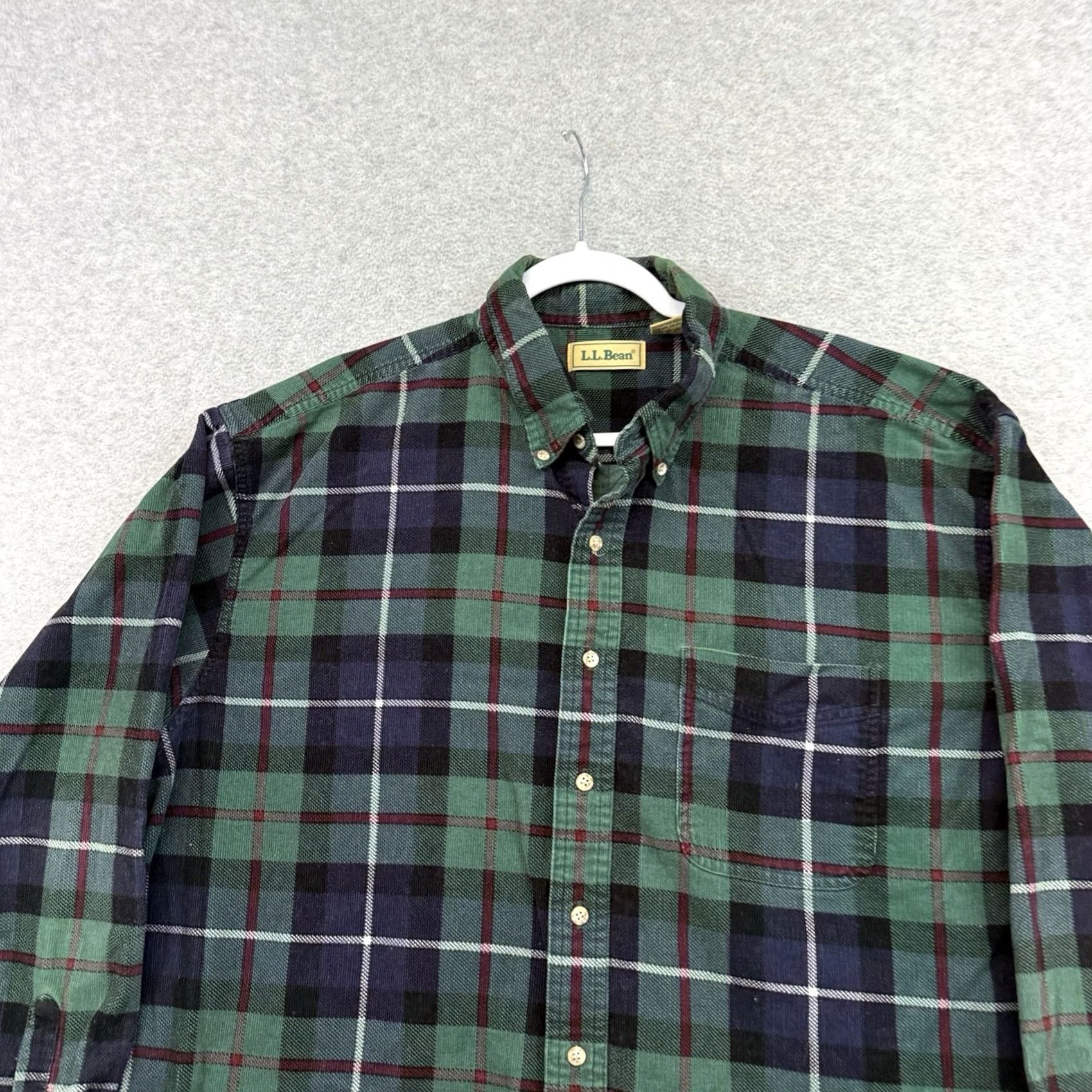 Vintage VINTAGE L.L. Bean Shirt Mens XL Green Scotch Plaid Corduroy Button-Down Cabin 90s Mens Size US XL / EU 56 / 4 - 3 Thumbnail
