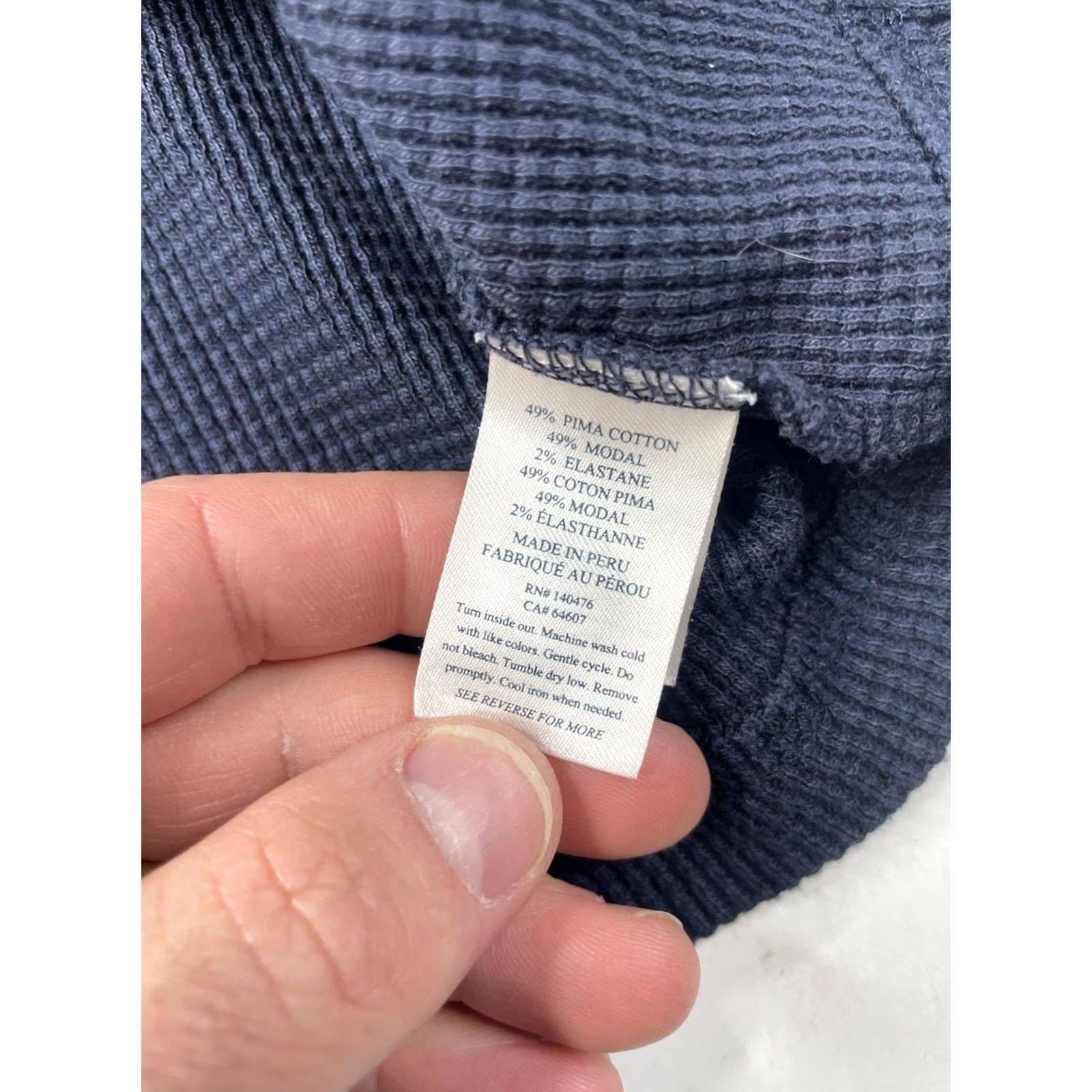 Faherty Faherty Thermal Shirt Mens Small Blue Knitwear Henley Long Sleeve Waffle Knit Size US S / EU 44-46 / 1 - 7 Thumbnail