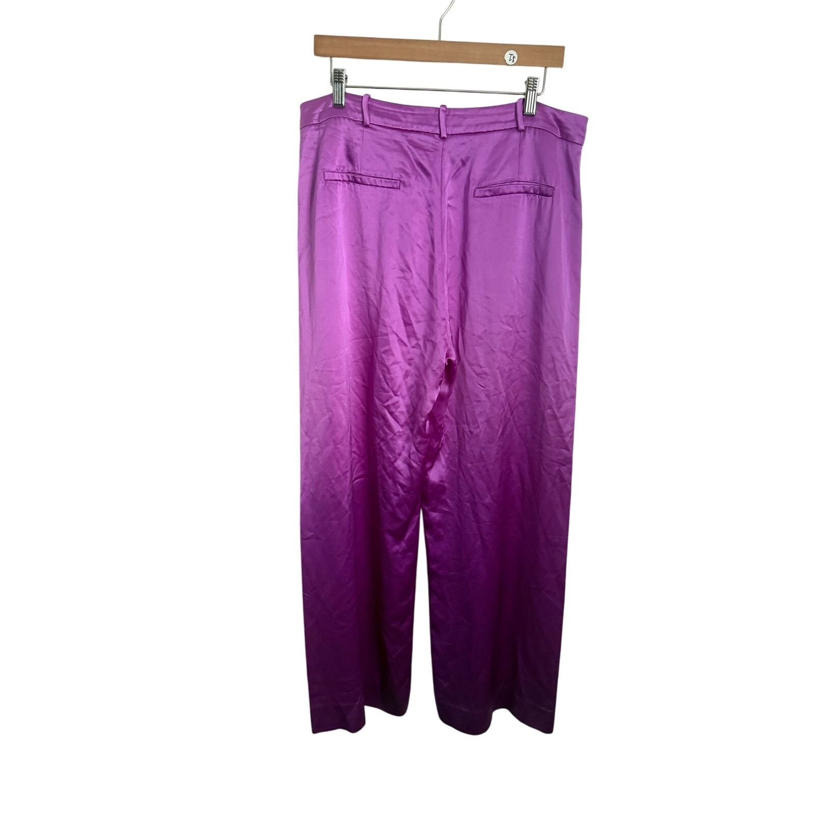 Anthropologie Something Navy Silky Wide Leg Trousers Pink 16 Size 38" / US 16 / IT 52 - 4 Thumbnail
