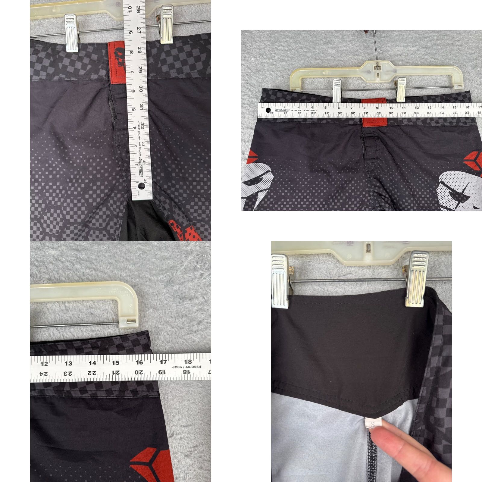 Vintage SOTF Shorts Mens Small Gray Black Red MMA Survive Workout Gym Polyester 32x9 Size US 29 - 8 Thumbnail