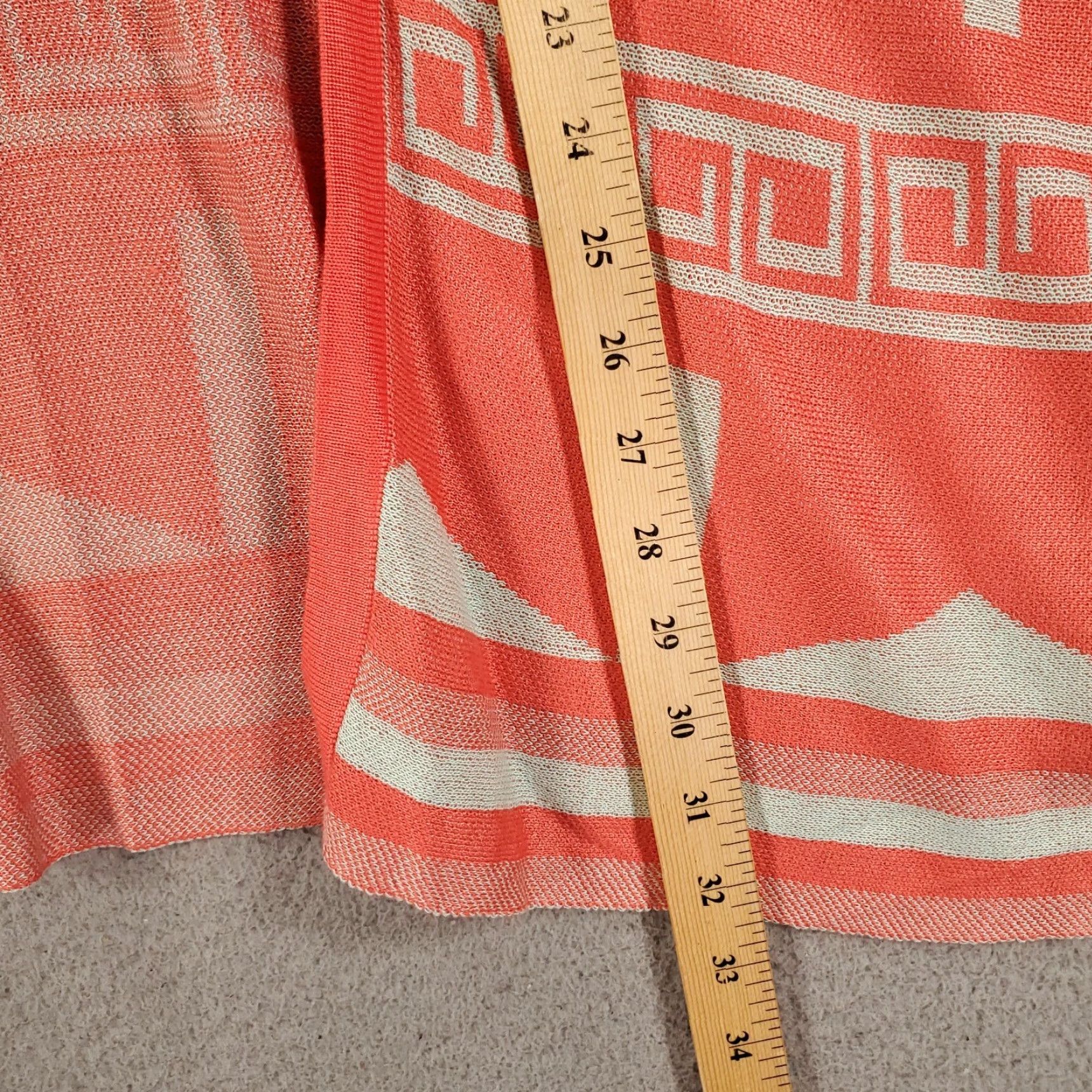 Vintage UMGEE Cardigan Sweater Open Front 3/4 Sleeve Boho Aztec Geometric Knit Orange Large L Women Size L / US 10 / IT 46 - 3 Thumbnail