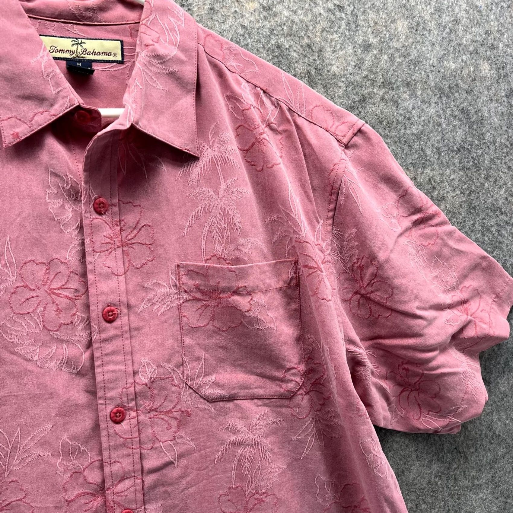 Tommy Bahama VINTAGE Tommy Bahama Shirt Men M Floral Pink Button-Down Embroidered Tencel Size US M / EU 48-50 / 2 - 4 Thumbnail