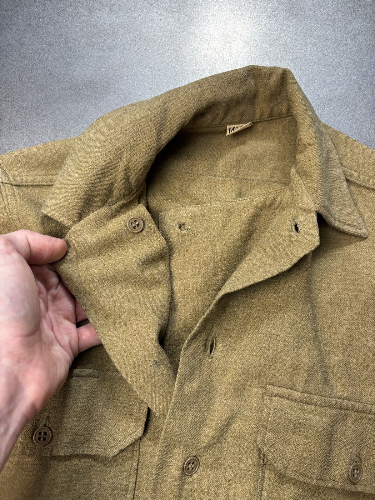 Vintage True Vintage Wool Overshirt Military Button-Up Longsleeve S Size US S / EU 44-46 / 1 - 4 Thumbnail