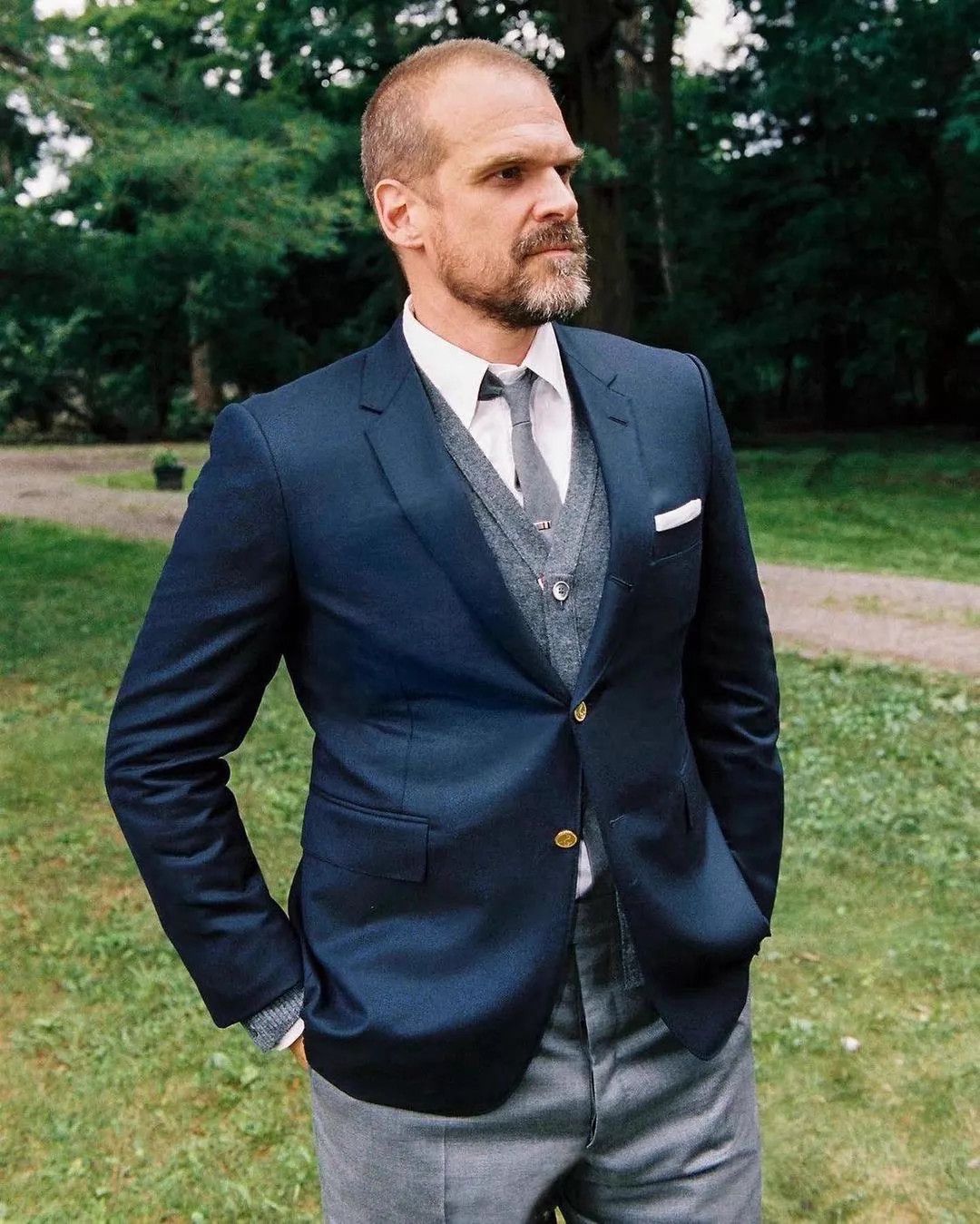 Thom Browne Thom Browne Classic Slim Fit Navy Gold Button Suit Size 2 Size US M / EU 48-50 / 2 - 7 Thumbnail