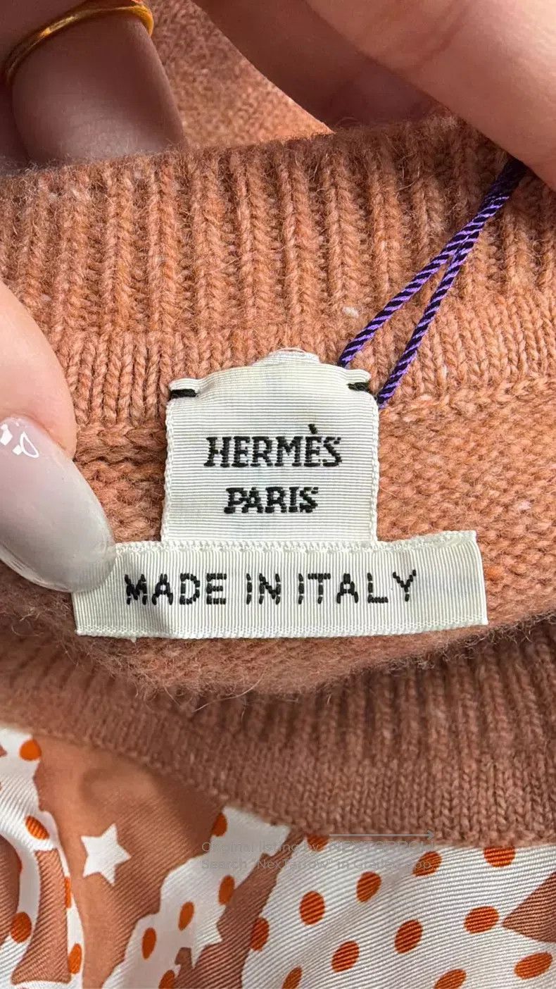 Hermes Hermes Light Brown Patchwork Design Wool Mulberry Silk Swe Size S / US 4 / IT 40 - 5 Thumbnail