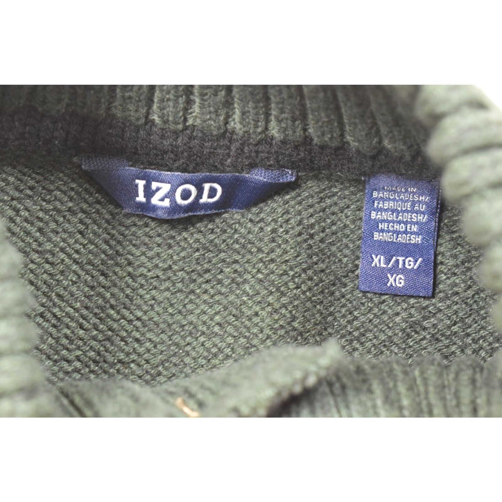 Izod IZOD Men XL Green Quarter Button Mock Neck Sweater Pullover Cotton Blend Knit Long Sleeve Vintage: No Size US XL / EU 56 / 4 - 6 Thumbnail