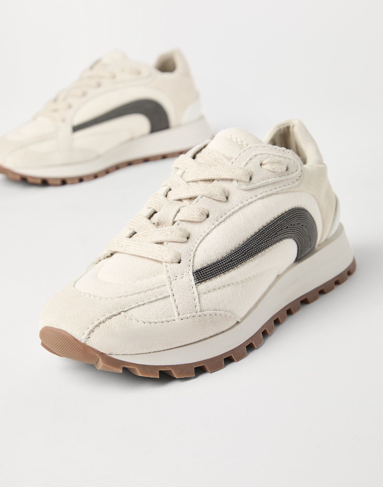 Brunello Cucinelli o1la1rc1a0326 Suede Low-Top Sneakers in Multicolor Size US 7 / IT 37 - 4 Thumbnail