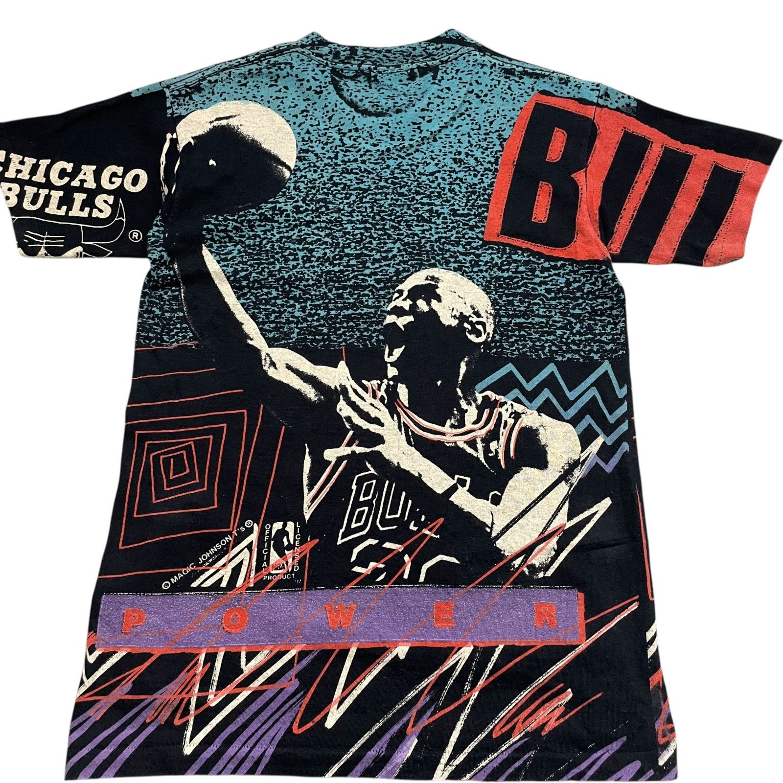 NBA VTG 90s CHICAGO BULLS JORDAN AOP MAGIC JOHNSON T'S T-SHIRT Size US M / EU 48-50 / 2 - 3 Thumbnail