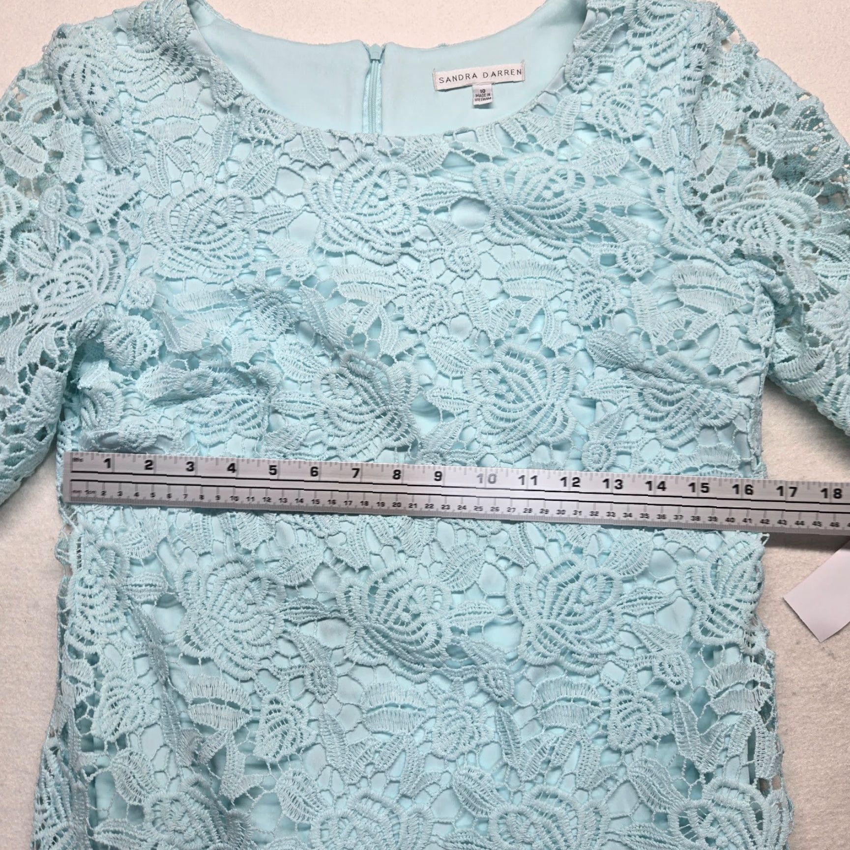 Vintage Sandra Darren Dress Ladies 10 Blue Lace NEW Beautiful Elegant Size L / US 10 / IT 46 - 4 Thumbnail