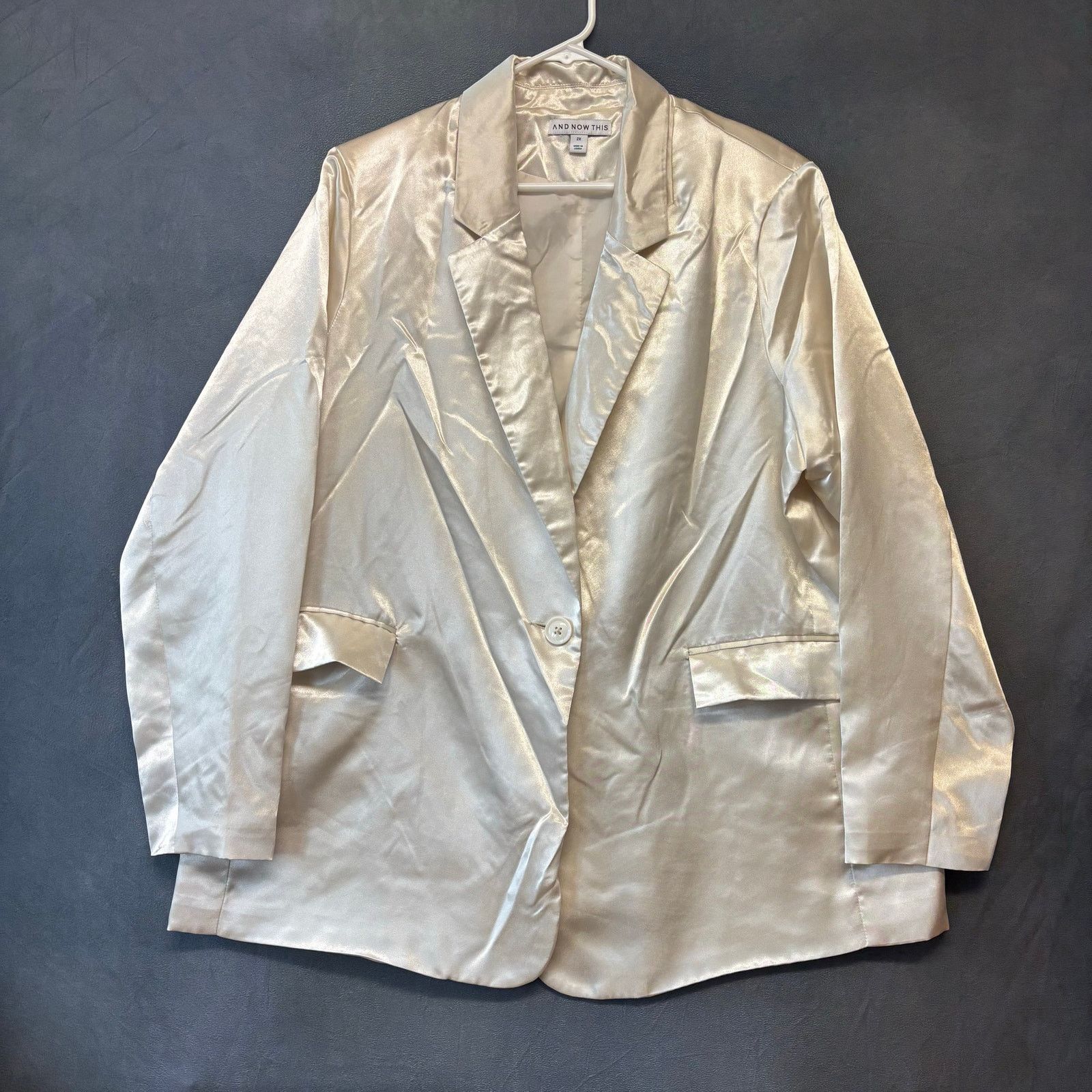 Other And Now This Satin Blazer 2X Champagne Oversize Chic Jacket Size XXL / US 16-18 / IT 52-54 - 1 Thumbnail