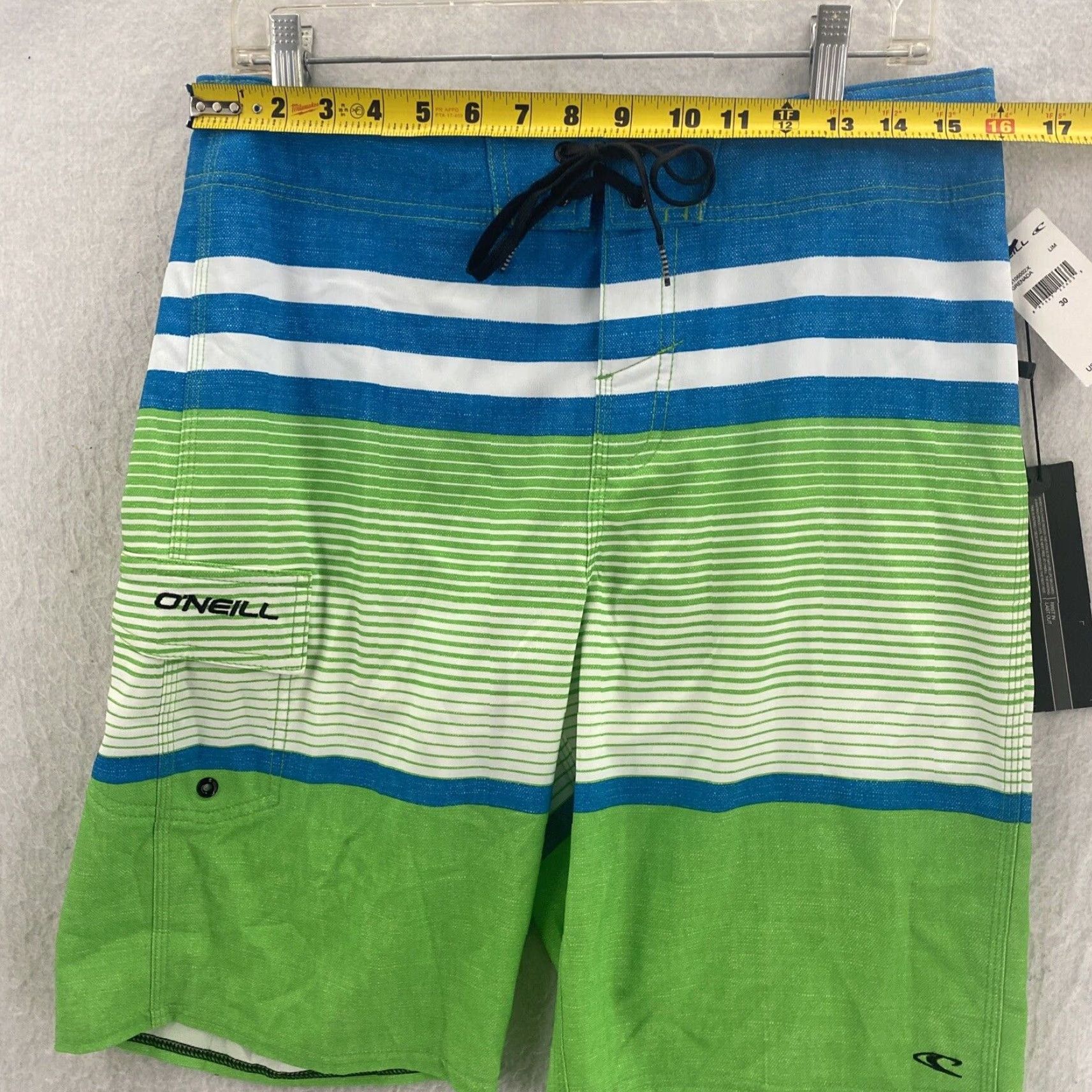 O'Neill O'Neill Cargo Board Shorts Mens 30 Lime Green Blue Striped Swimwear NWT Size US 30 / EU 46 - 3 Thumbnail
