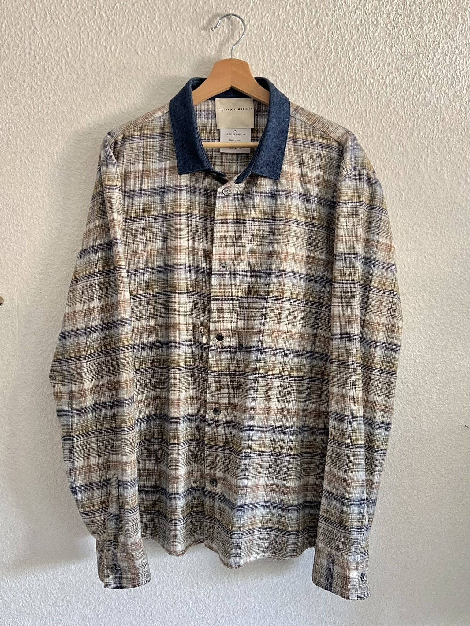 Stephan Schneider Stephan Schneider Plaid Shirt Denim Collar Size 7 L Size US L / EU 52-54 / 3 - 1 Thumbnail