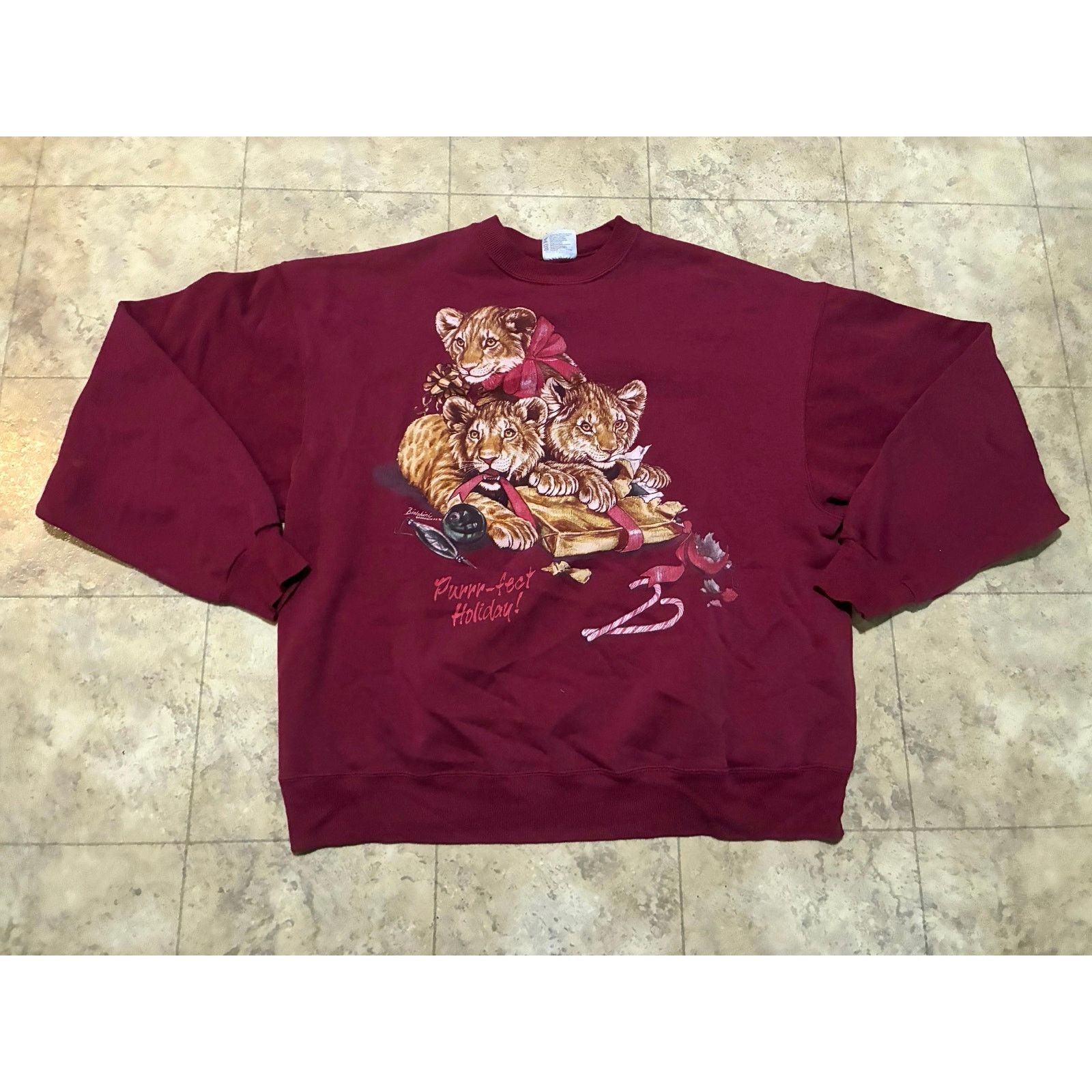 Hanes Vintage Tigers Christmas Holiday Sweatshirt XL Hanes Red Size US XL / EU 56 / 4 - 1 Thumbnail