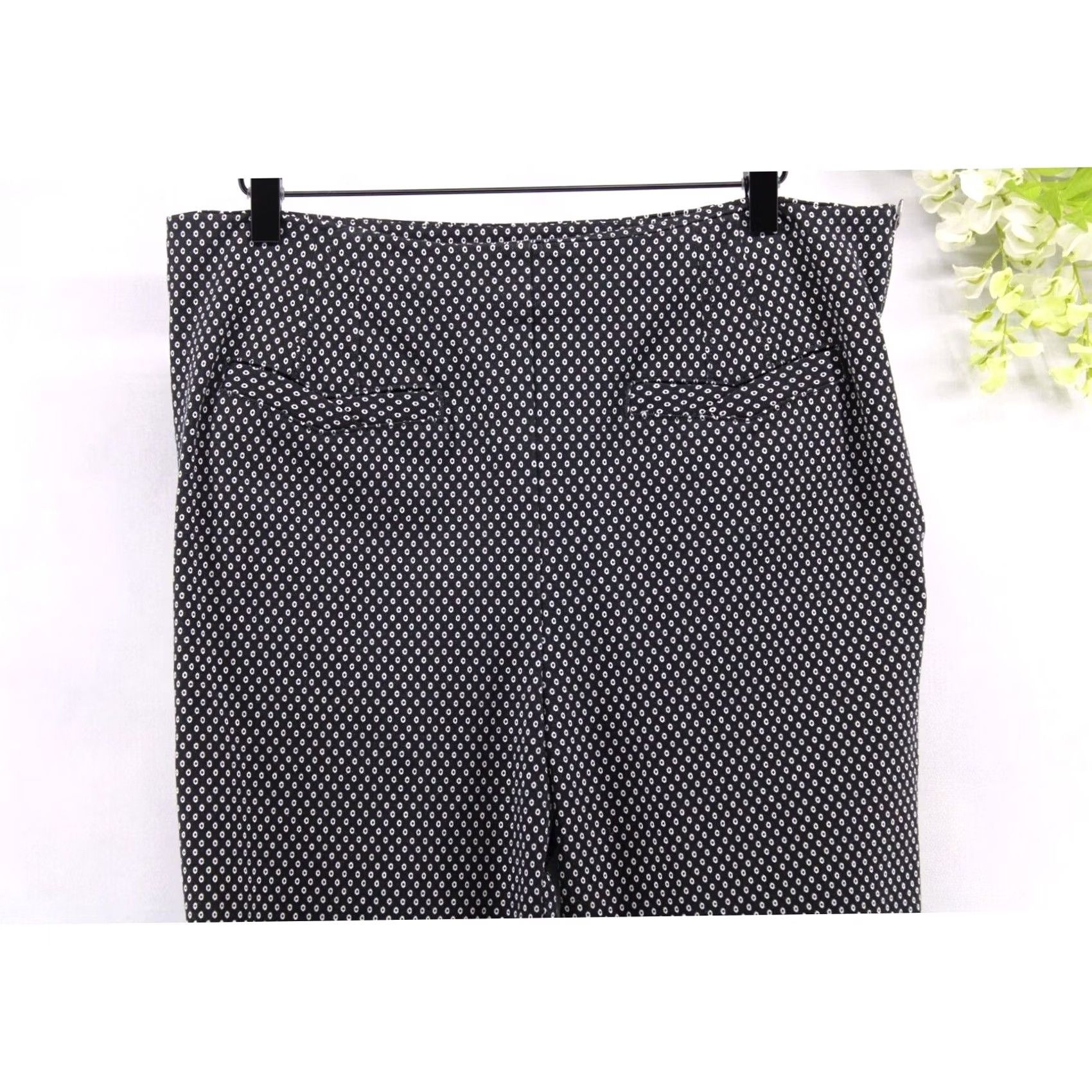 Anthropologie VINTAGE Anthropologie Women's The Essential Slim Black Dot Motif Office Pants Sz 14 Size 36" / US 14 / IT 50 - 3 Thumbnail