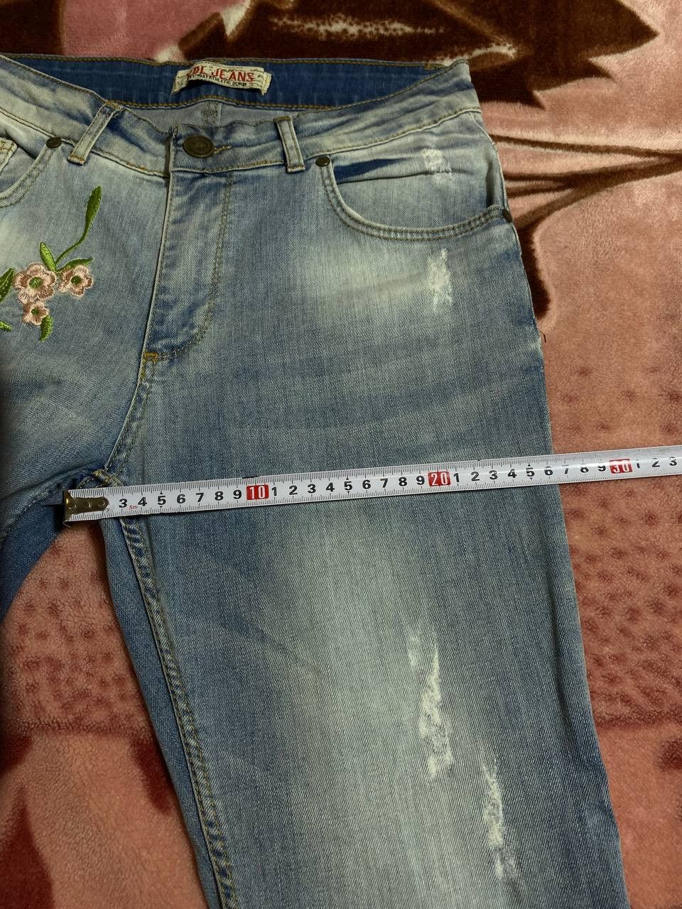 Japanese Brand Dirty Painted Distressed Flower print Faded Baggy Jeans Y2K Size US 30 / EU 46 - 3 Thumbnail