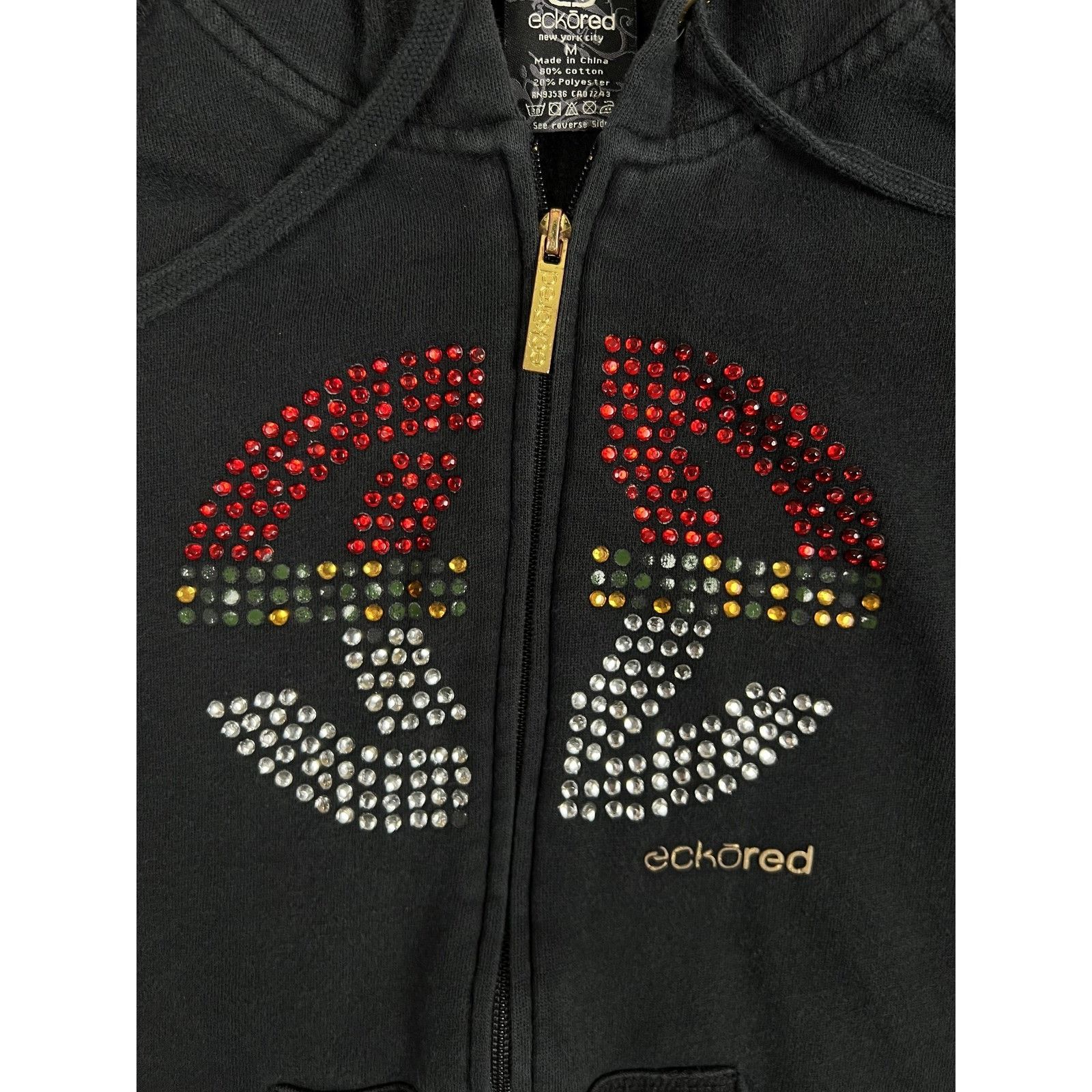Ecko Unltd. Vintage Ecko Red Hoodie Women's Medium Black Rhinestone Zip Size M / US 6-8 / IT 42-44 - 2 Thumbnail