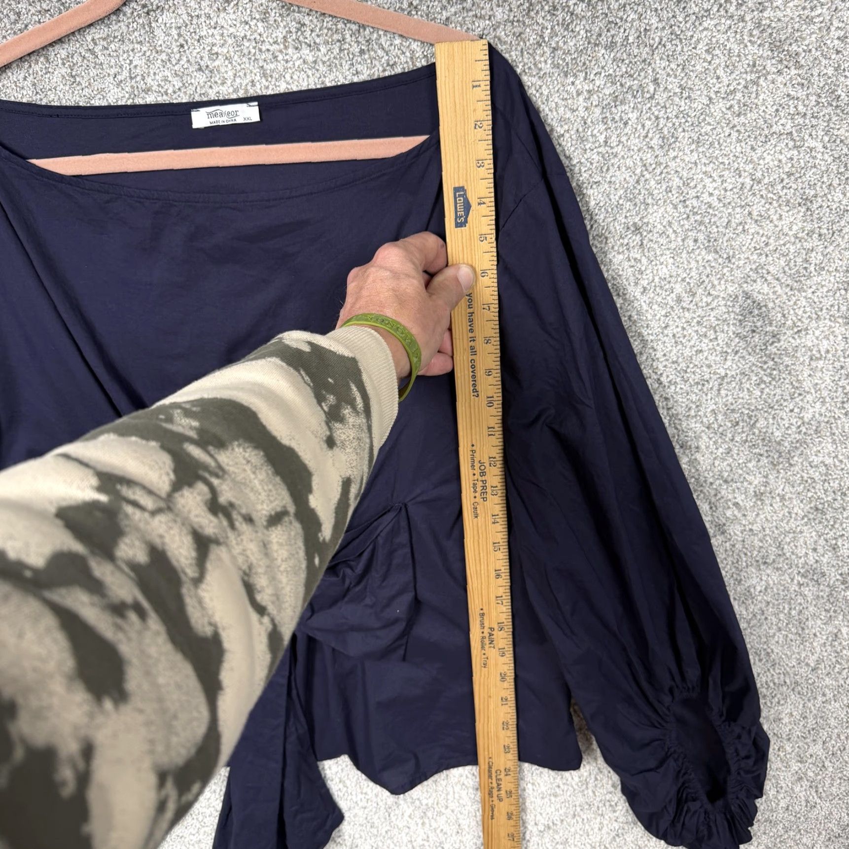 Vintage Meaneor Blouse Blue Boat Neck Bow Front Balloon Sleeve 2XL Womens Casual Party/ Cocktail Bohemian Gothic Size XXL / US 16-18 / IT 52-54 - 2 Thumbnail