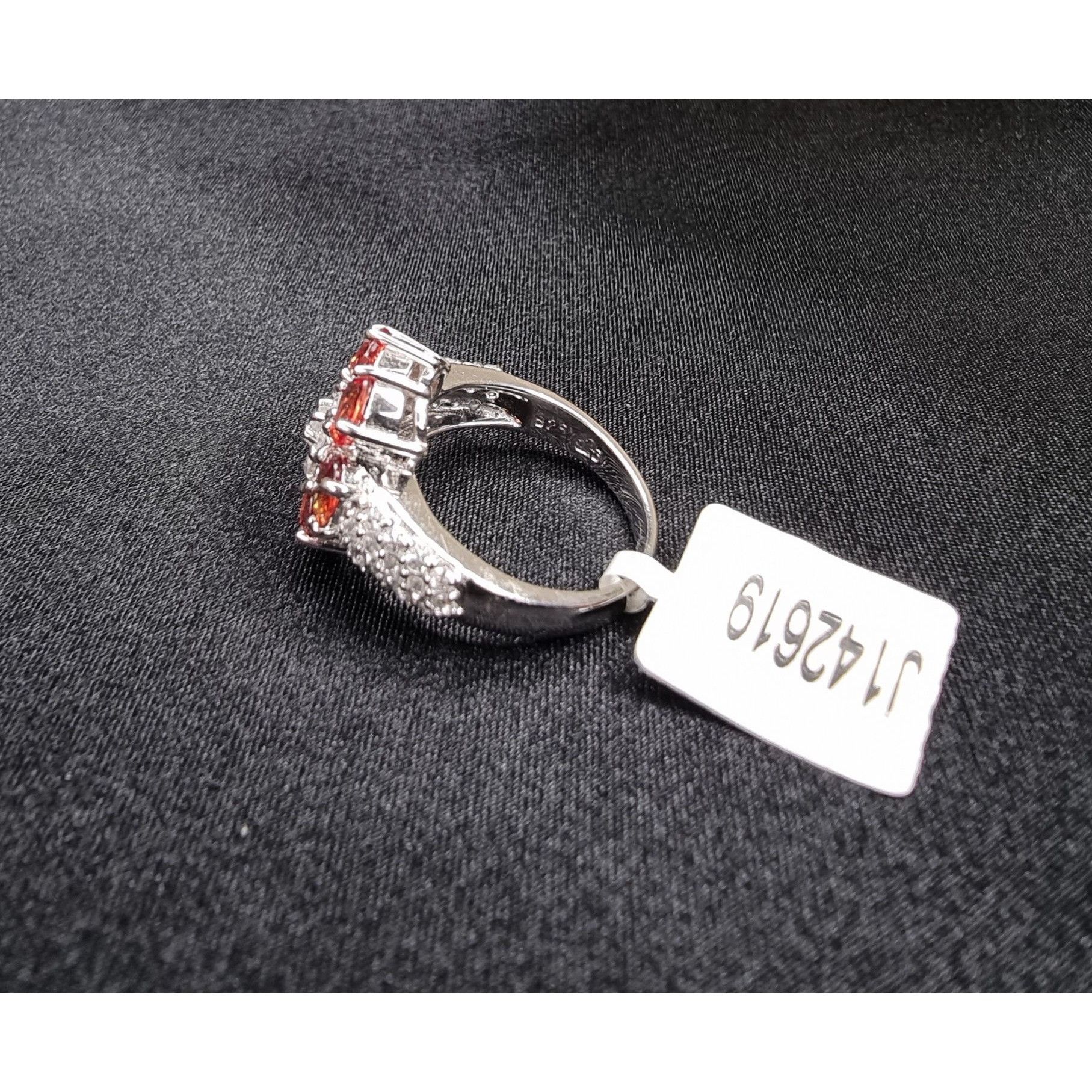 Other Sterling Silver 925 Red Ruby Floral Cluster Ring With White Size ONE SIZE - 2 Thumbnail