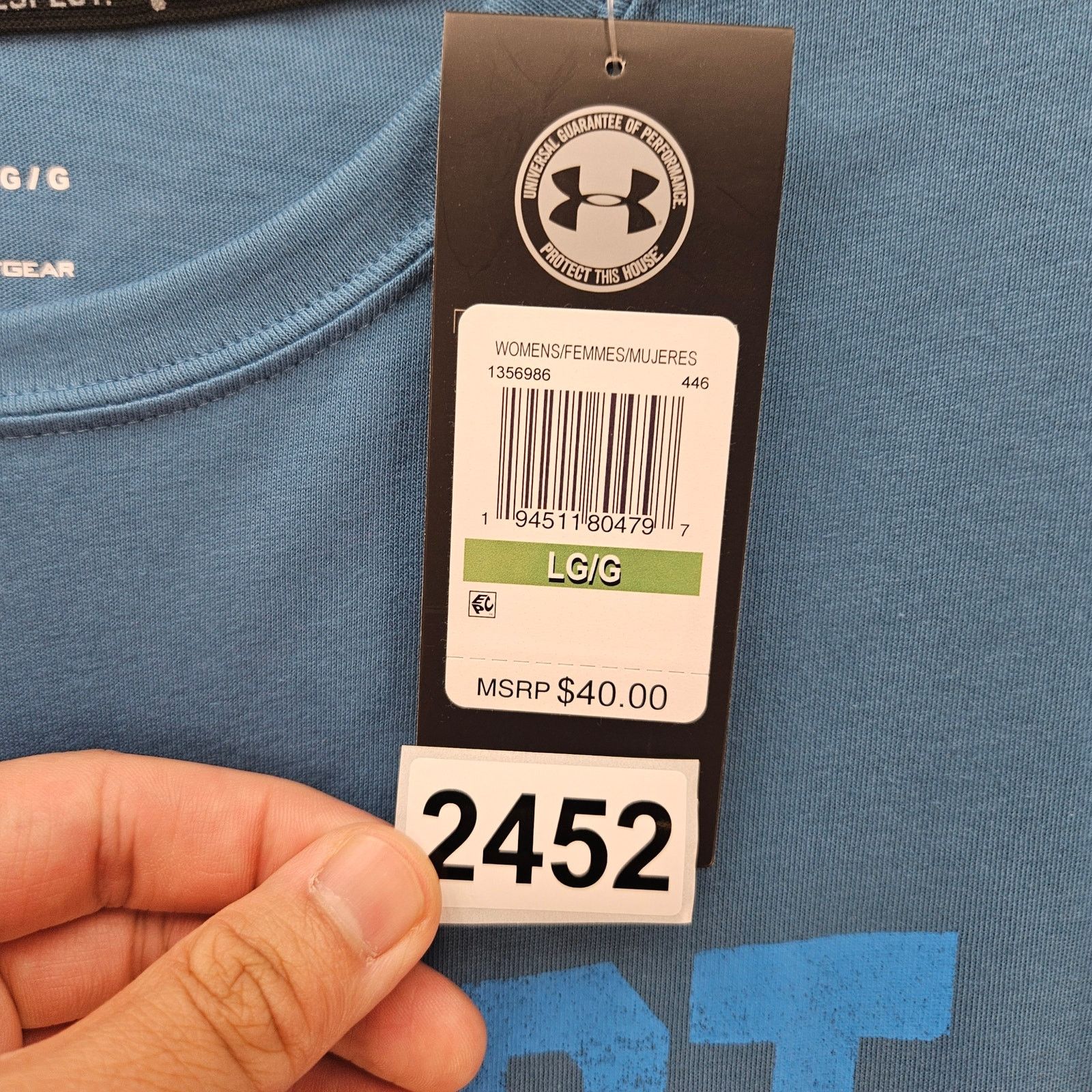 Under Armour UNDER ARMOUR X PROJECT ROCK WOMEN'S LARGE BLUE TRAINING TEE Size L / US 10 / IT 46 - 5 Thumbnail